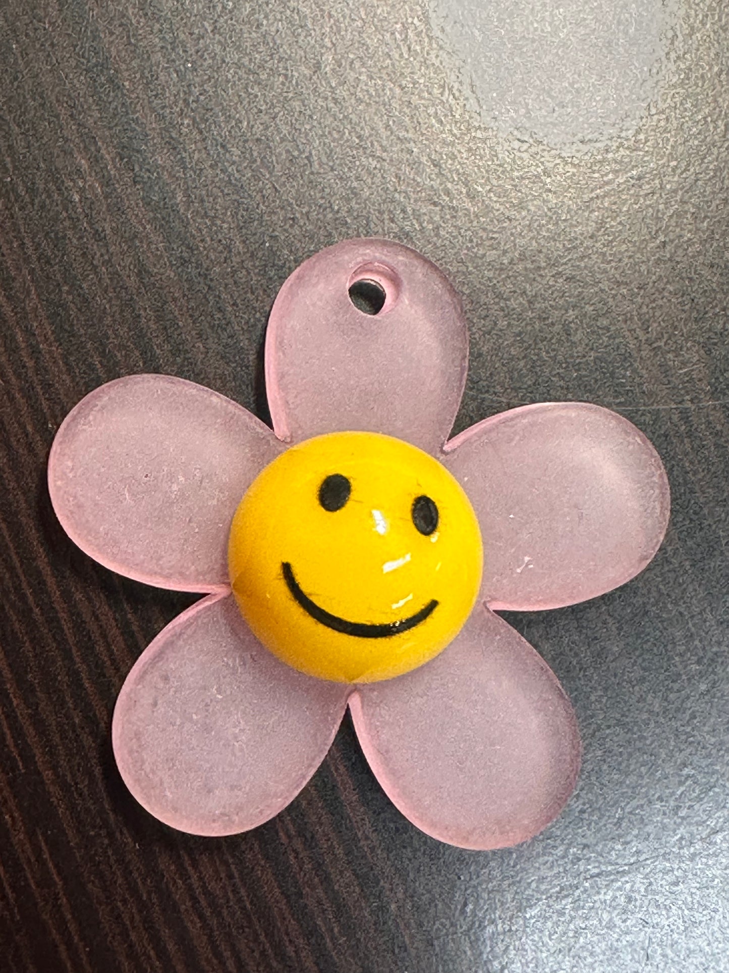 Matte Smiley face flower acrylic charms pendants/ perfect for earrings, charm bracelets, necklaces, bag charms, and so much more