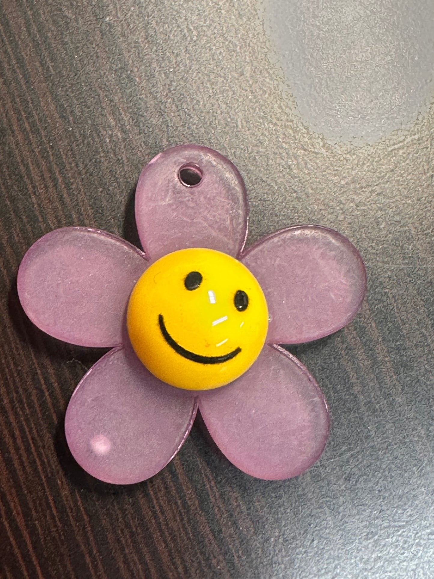 Matte Smiley face flower acrylic charms pendants/ perfect for earrings, charm bracelets, necklaces, bag charms, and so much more