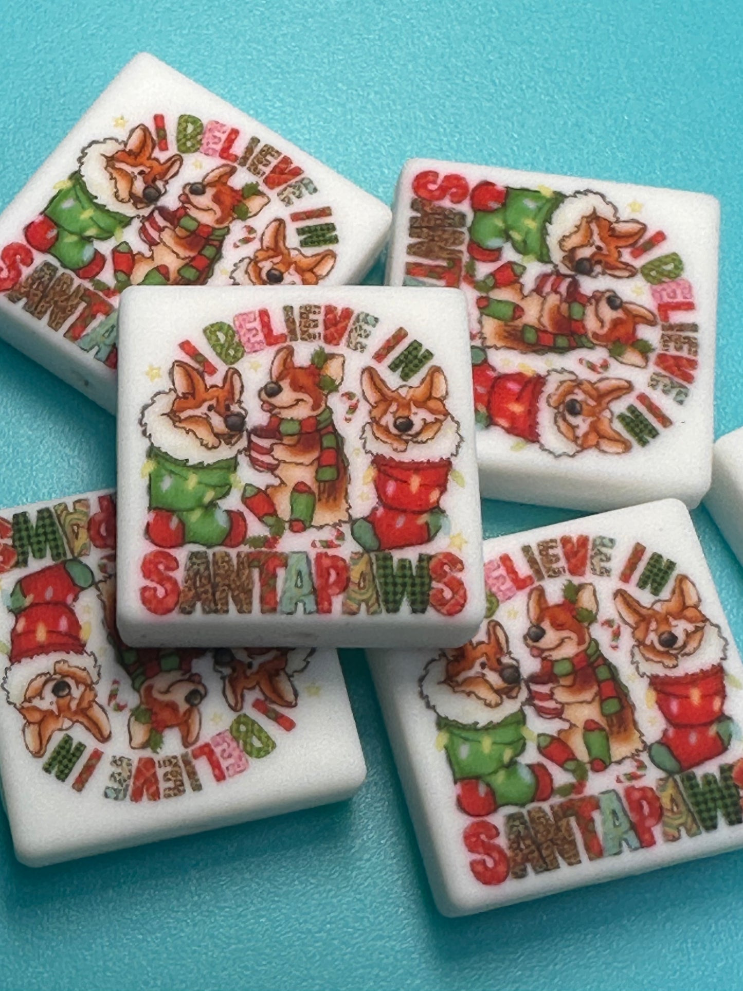 Christmas Focal Bead/ beadable pen/ Silicone bead/ keychain bead/ dogs/ paws/ corgi