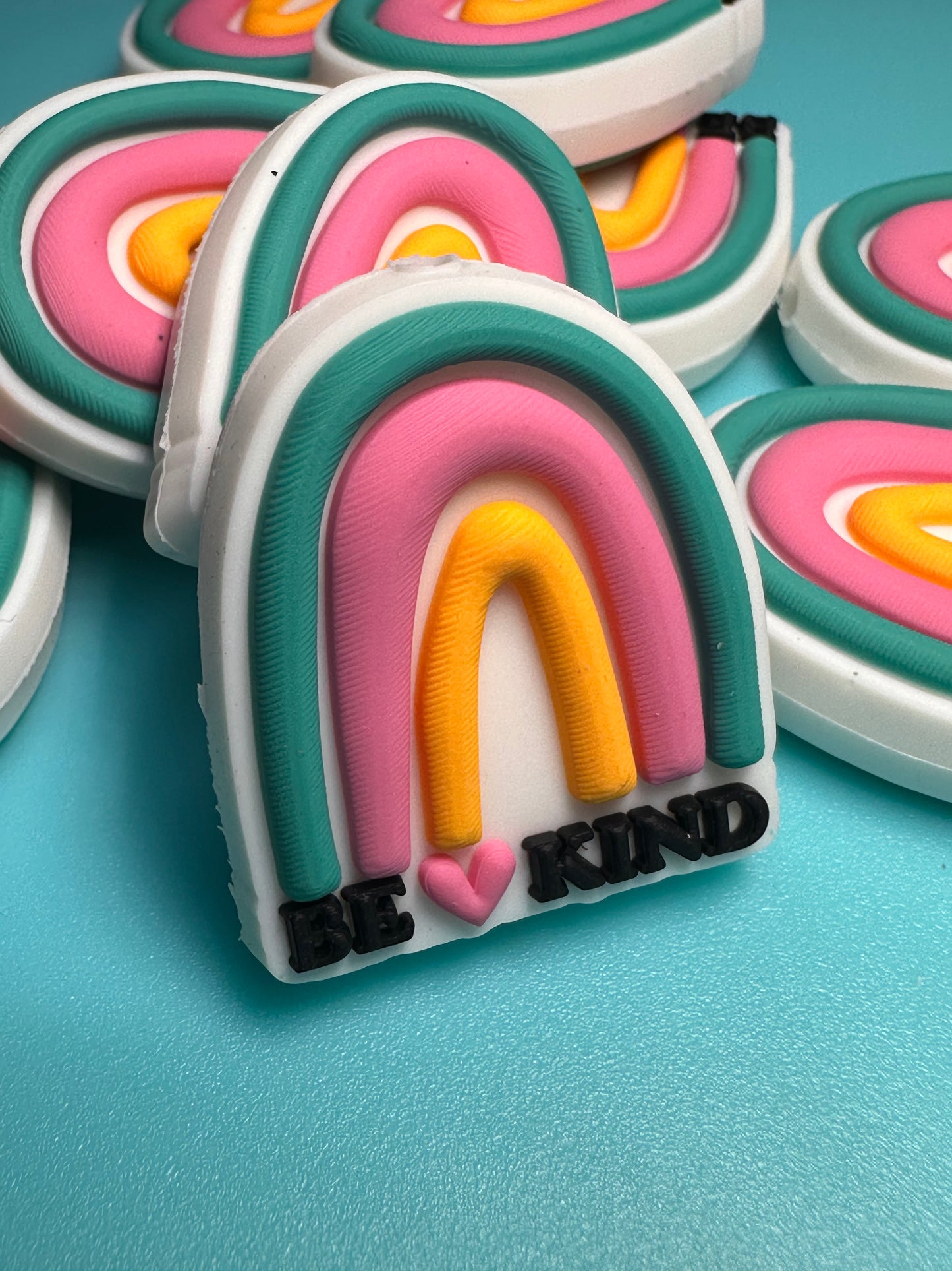 Be Kind/ Rainbow silicone focal bead for pen beading/ DIY crafts
