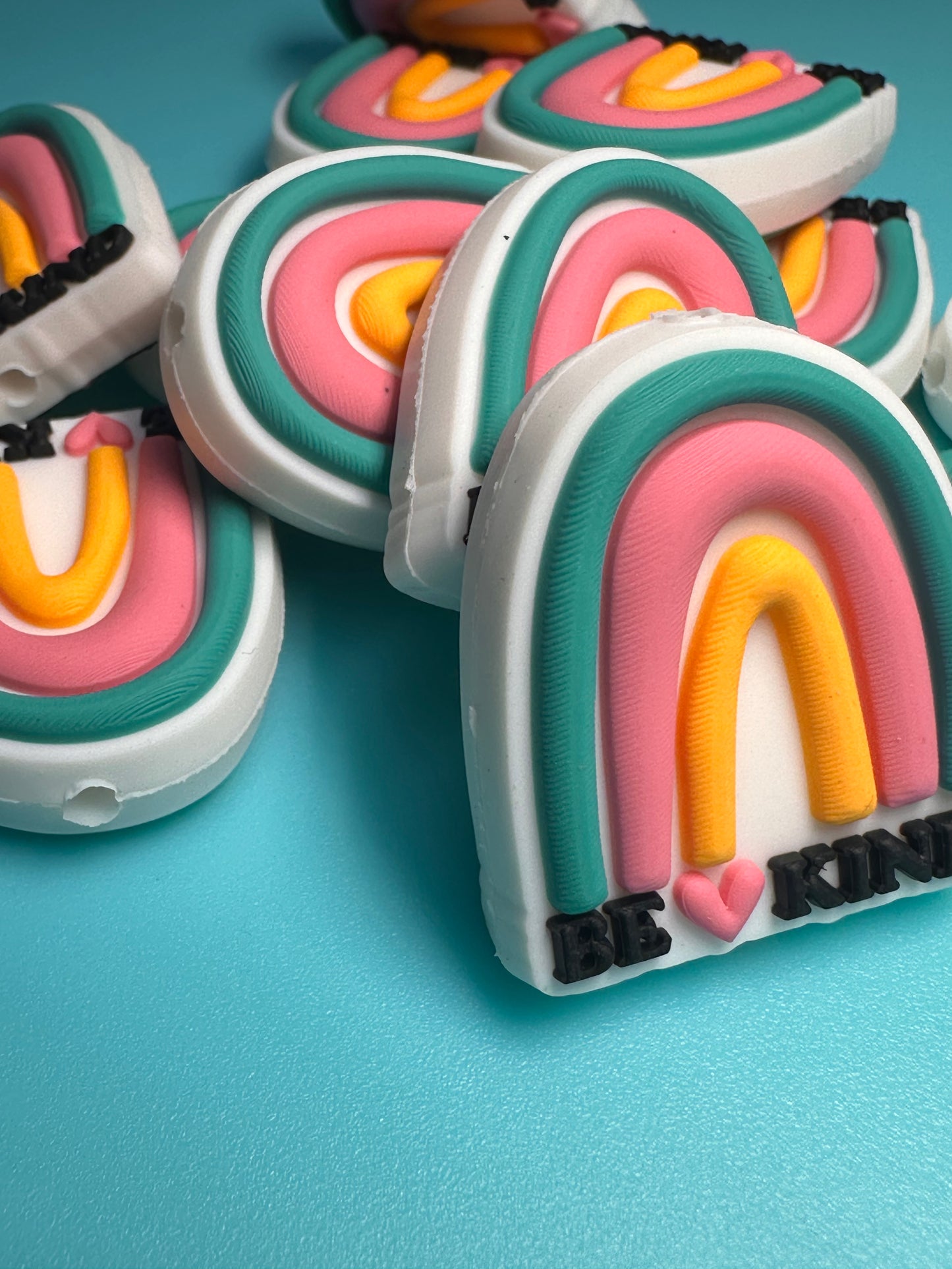 Be Kind/ Rainbow silicone focal bead for pen beading/ DIY crafts