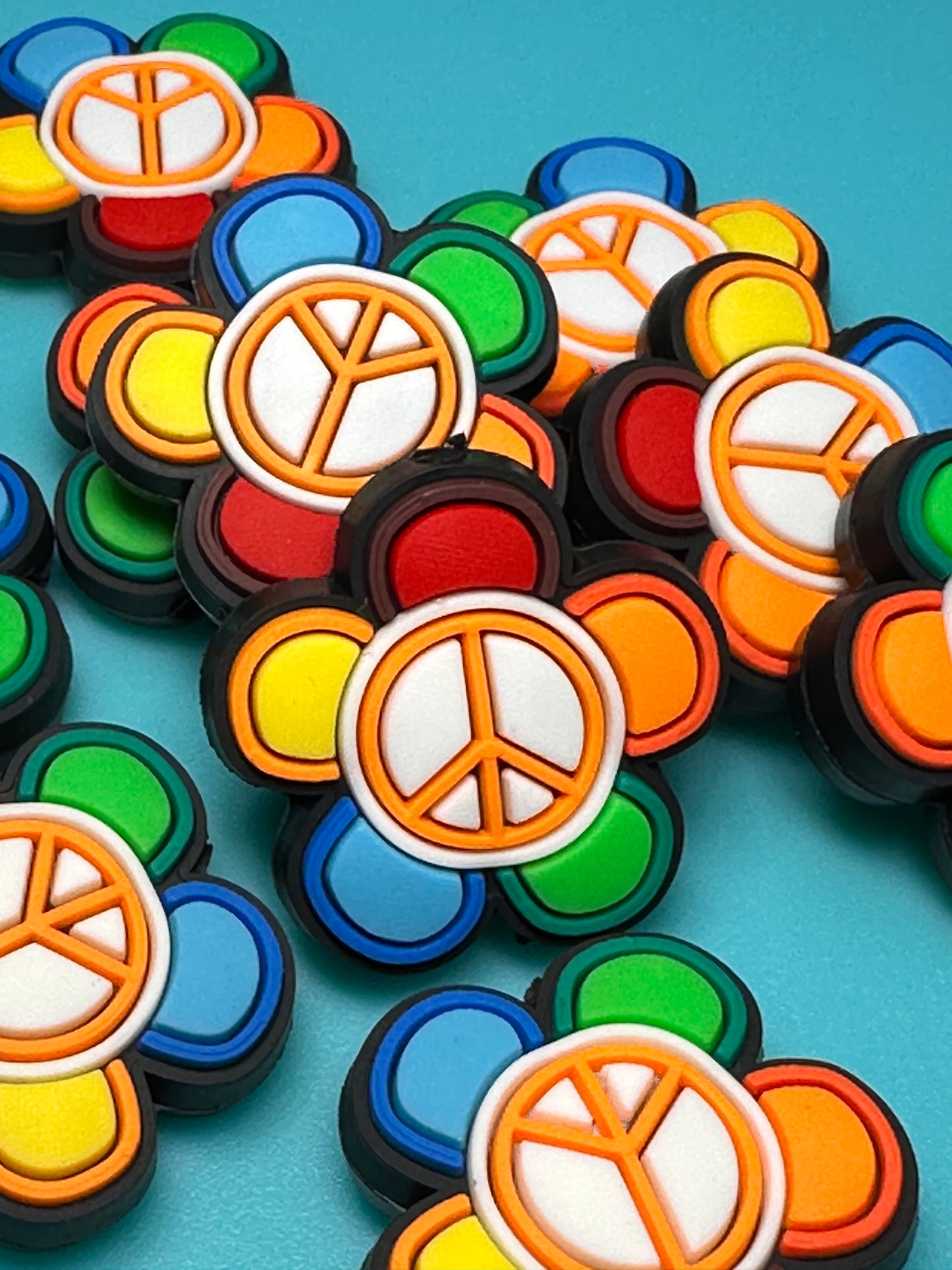 Peace sign flower/ Focal Bead / beadable pen/ Silicone bead/ keychain bead/