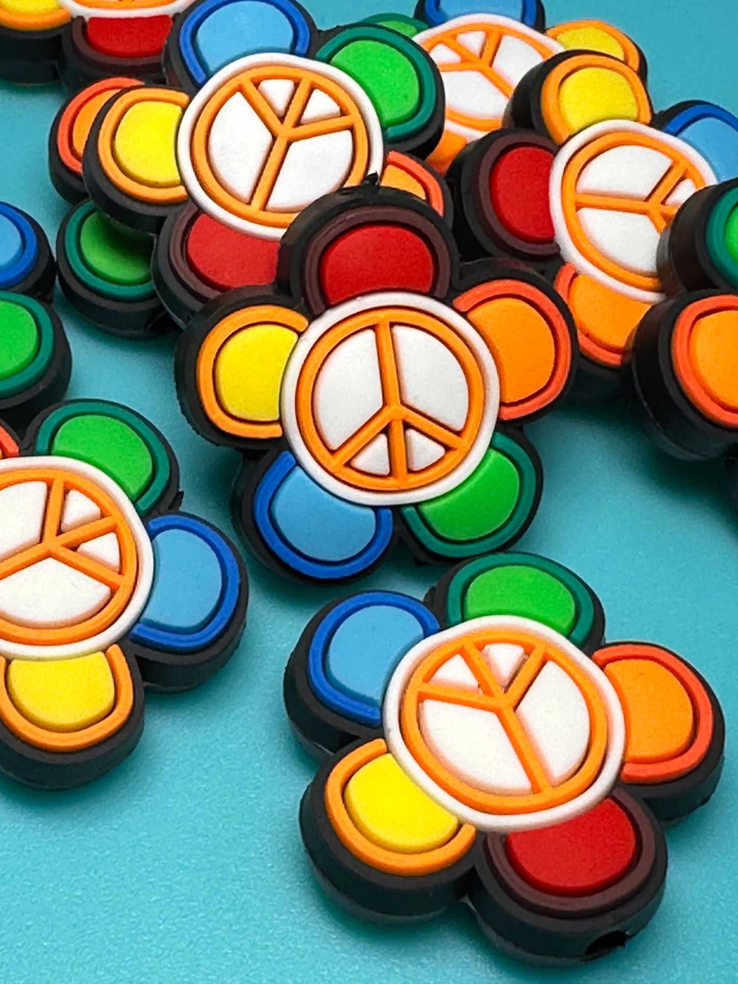 Peace sign flower/ Focal Bead / beadable pen/ Silicone bead/ keychain bead/
