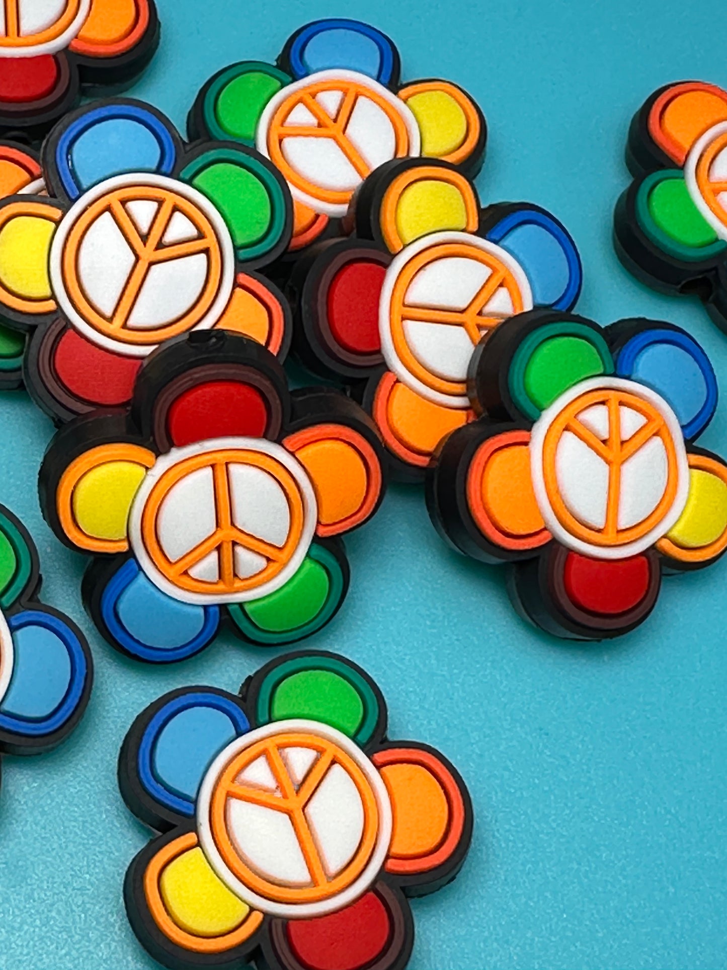 Peace sign flower/ Focal Bead / beadable pen/ Silicone bead/ keychain bead/