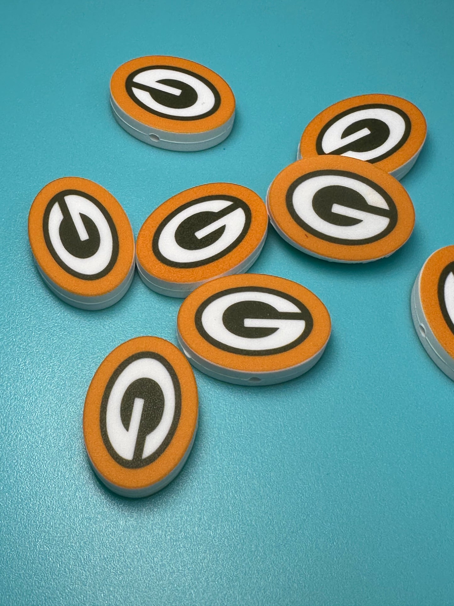 Green Bay Packers focal bead oval shaped