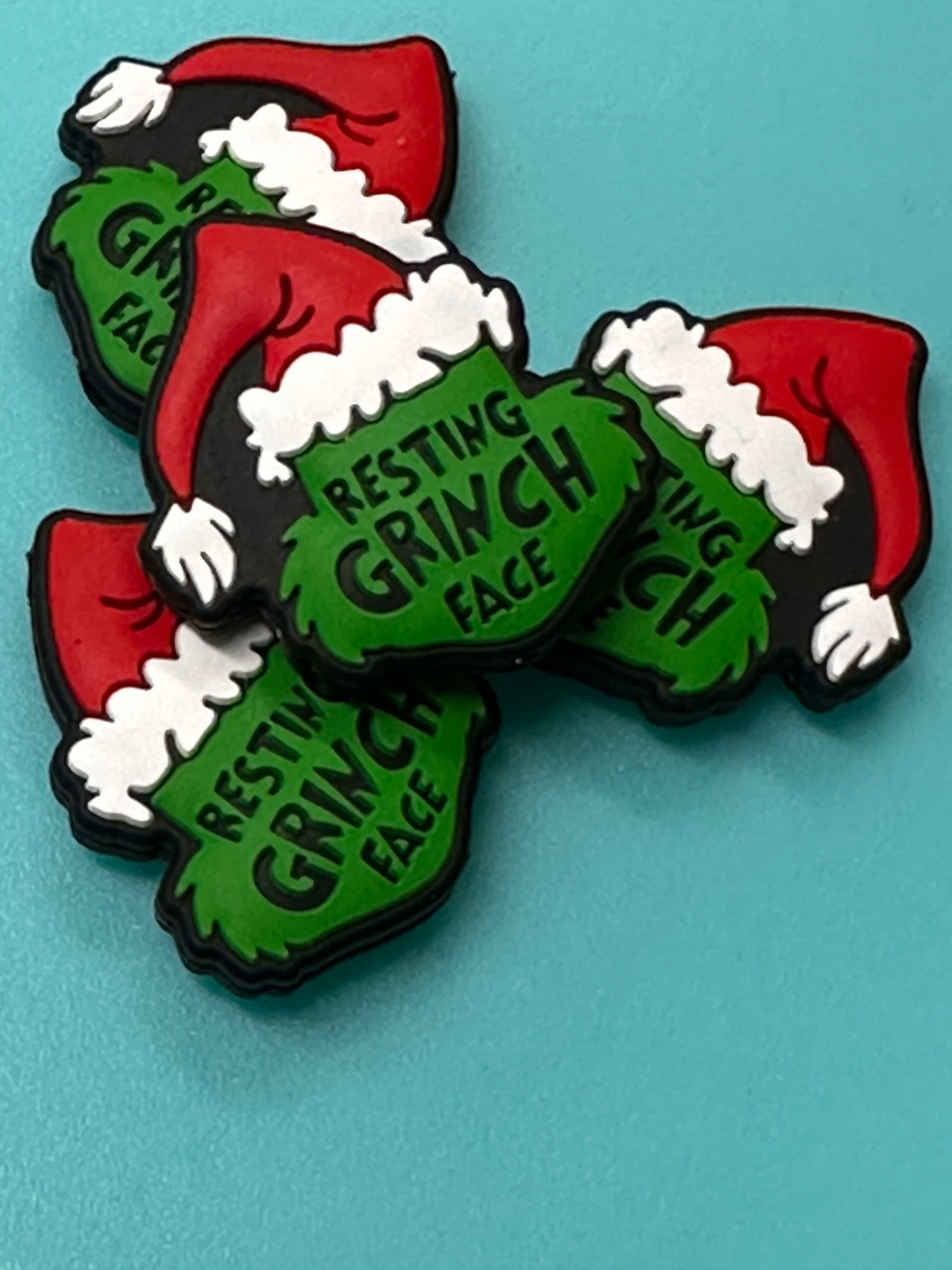 Resting Green guy face / Focal Bead/ beadable pen/ Silicone bead/ keychain bead/ Christmas/green