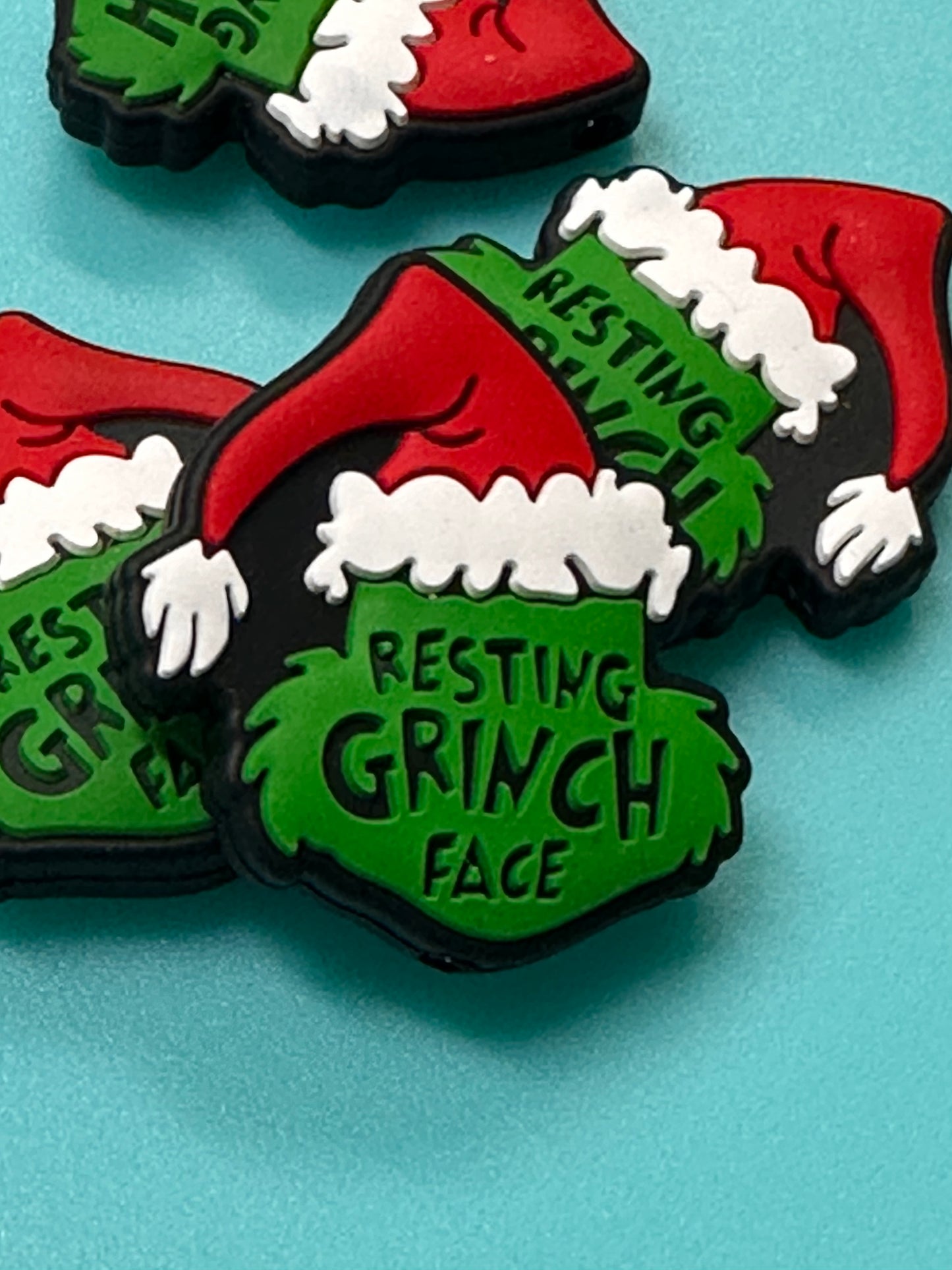 Resting Green guy face / Focal Bead/ beadable pen/ Silicone bead/ keychain bead/ Christmas/green
