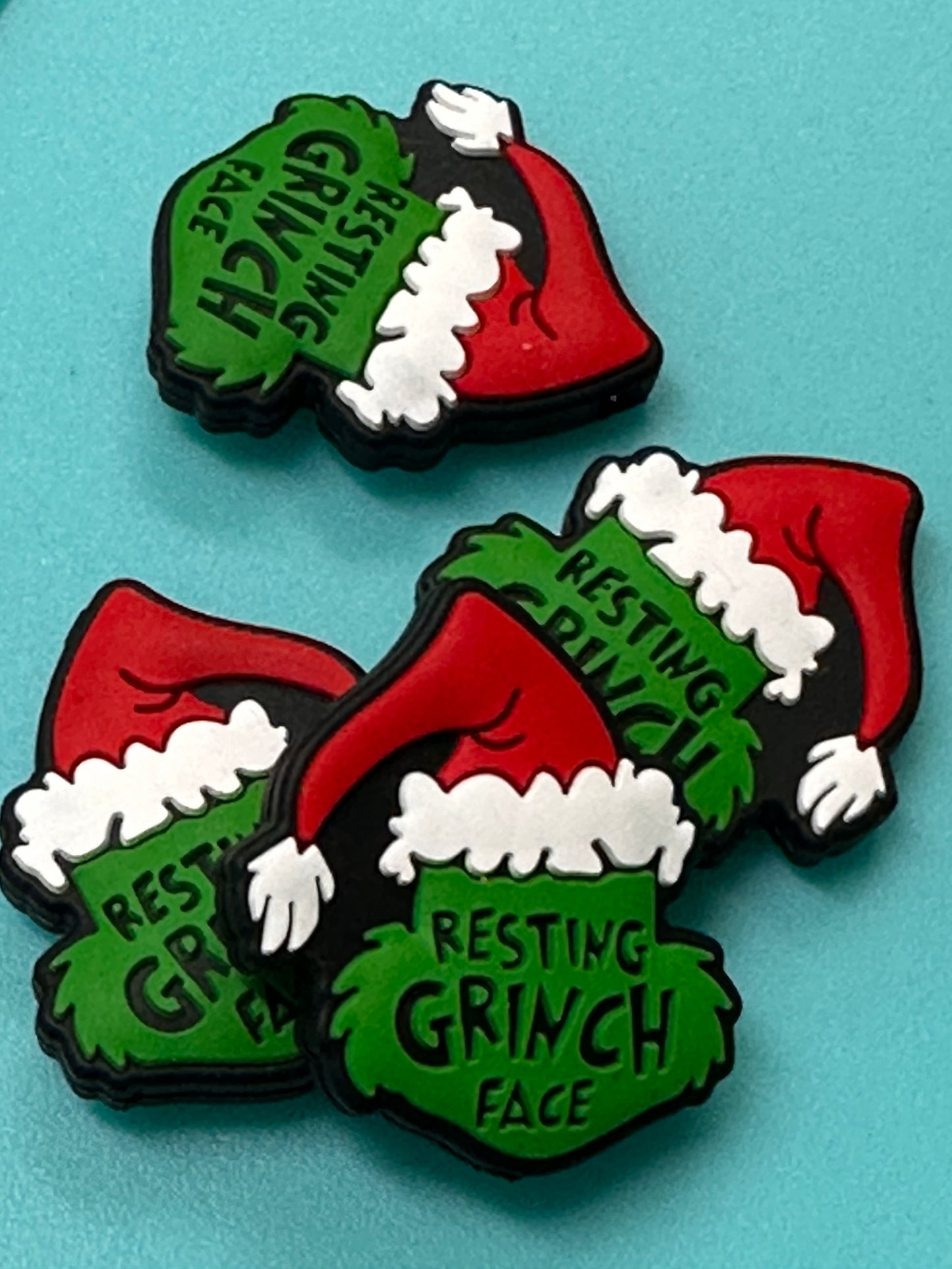 Resting Green guy face / Focal Bead/ beadable pen/ Silicone bead/ keychain bead/ Christmas/green