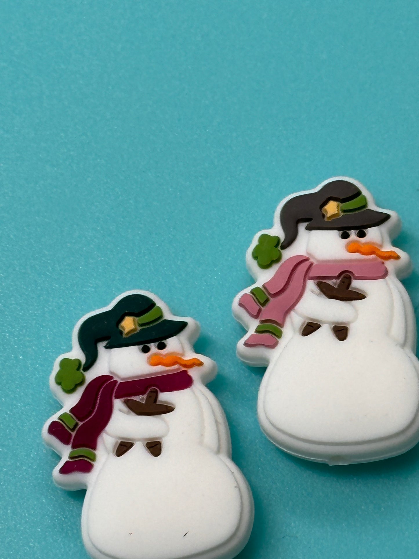 Snow lady Christmas/ Snowman/ Focal Bead/ beadable pen/ Silicone bead/ keychain bead/ Christmas