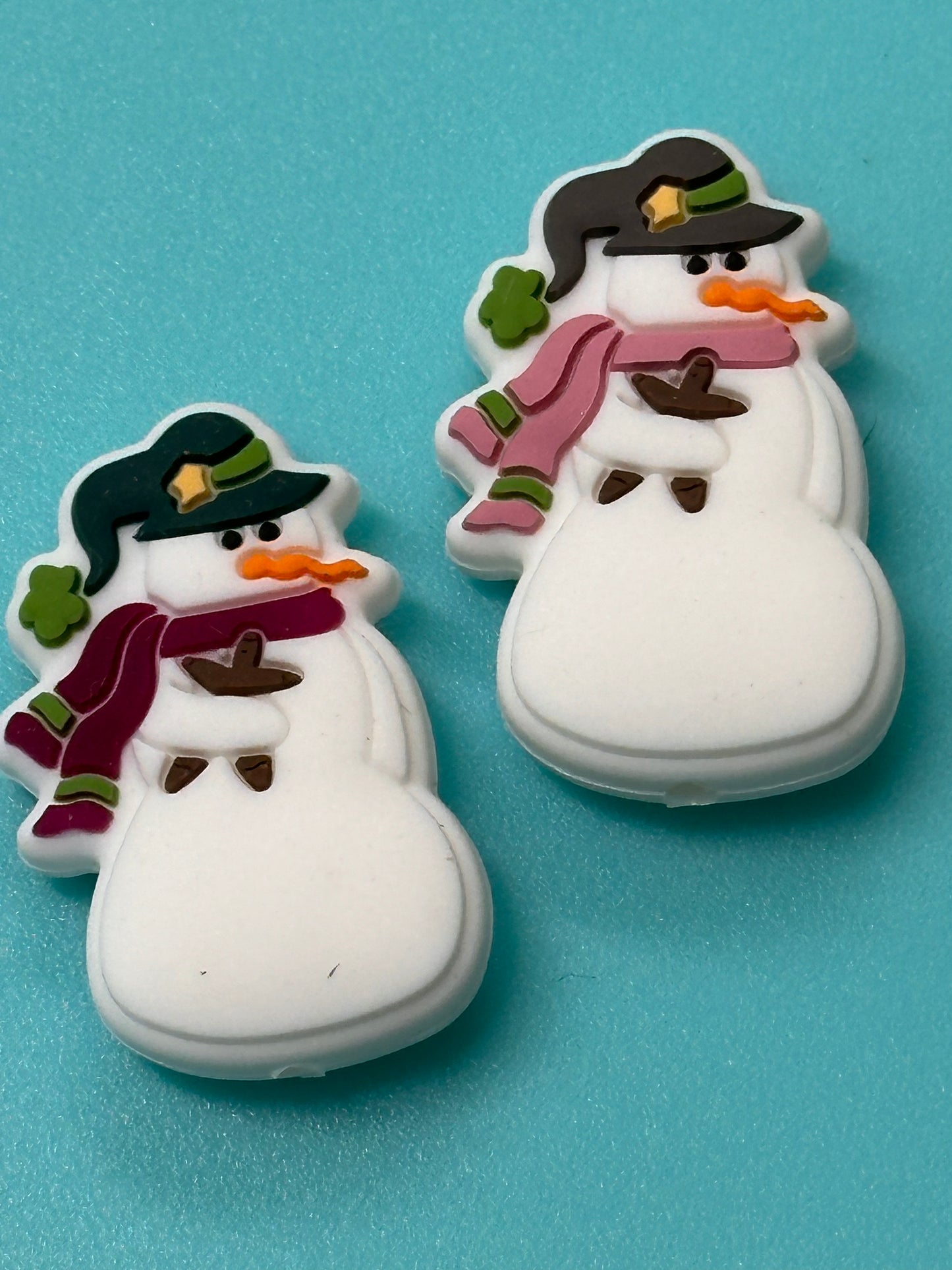 Snow lady Christmas/ Snowman/ Focal Bead/ beadable pen/ Silicone bead/ keychain bead/ Christmas