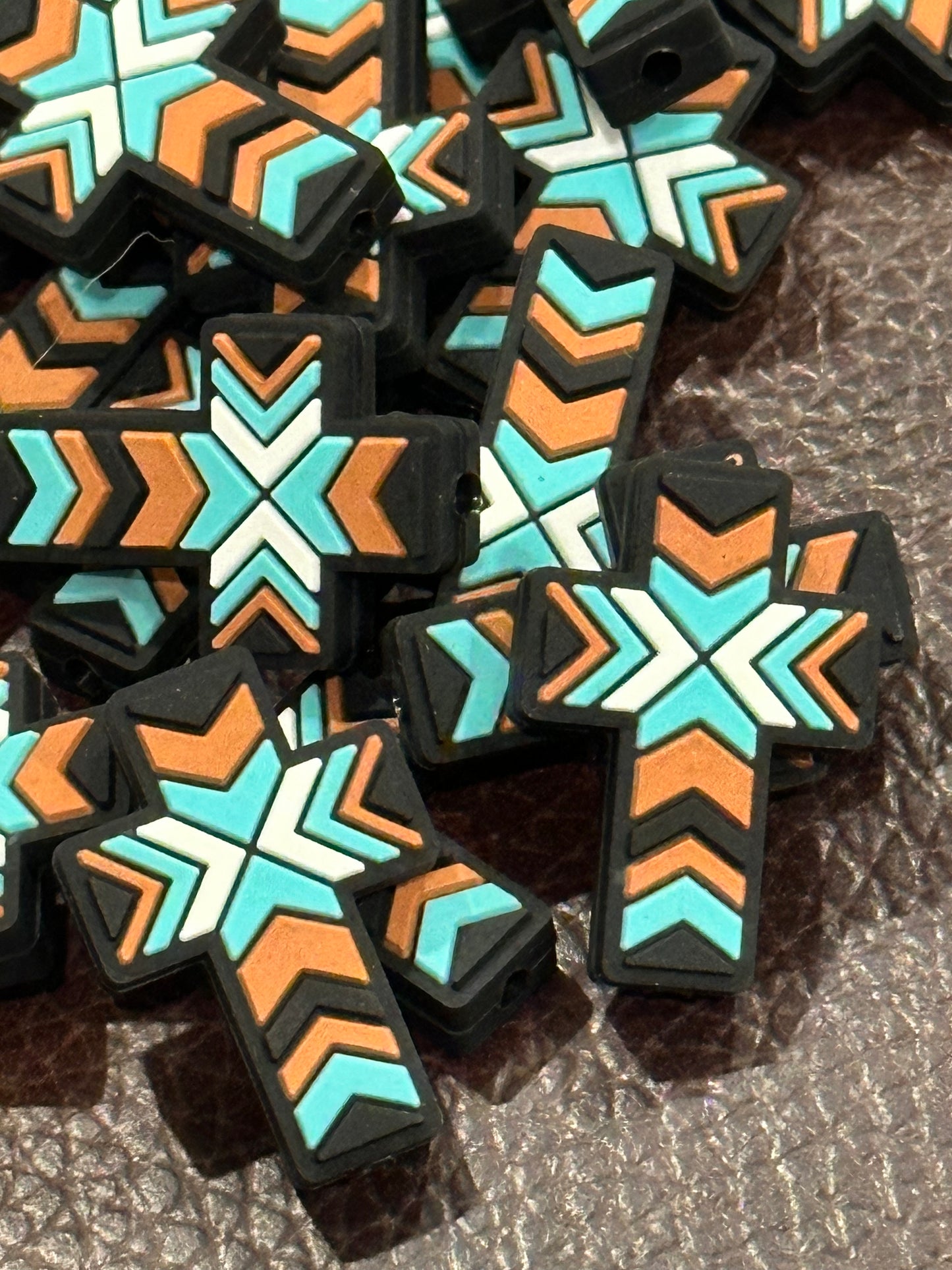 Aztec cross bead/ beadable pen/ Silicone bead/ keychain bead/ pen bead