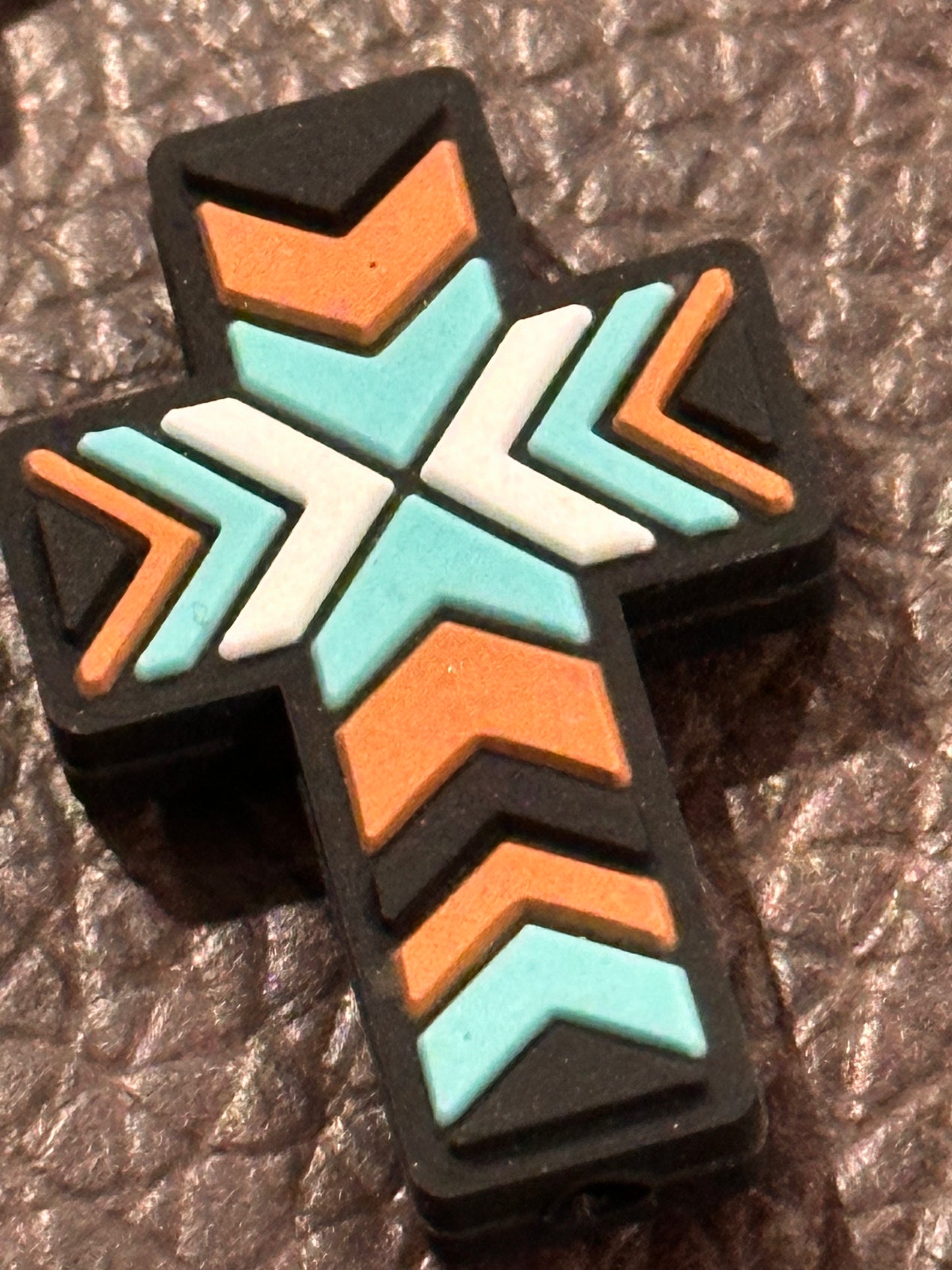 Aztec cross bead/ beadable pen/ Silicone bead/ keychain bead/ pen bead