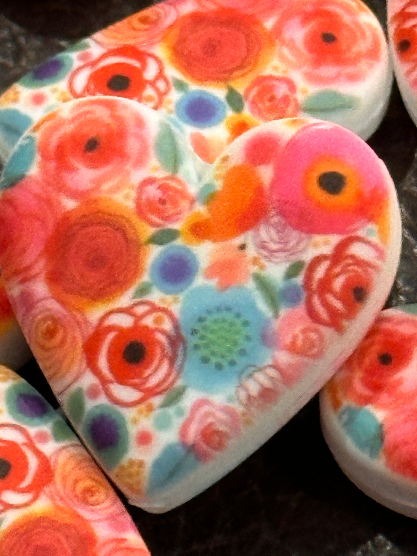 Floral Hearts Focal Bead / colorful flowers bead/ Abstracts