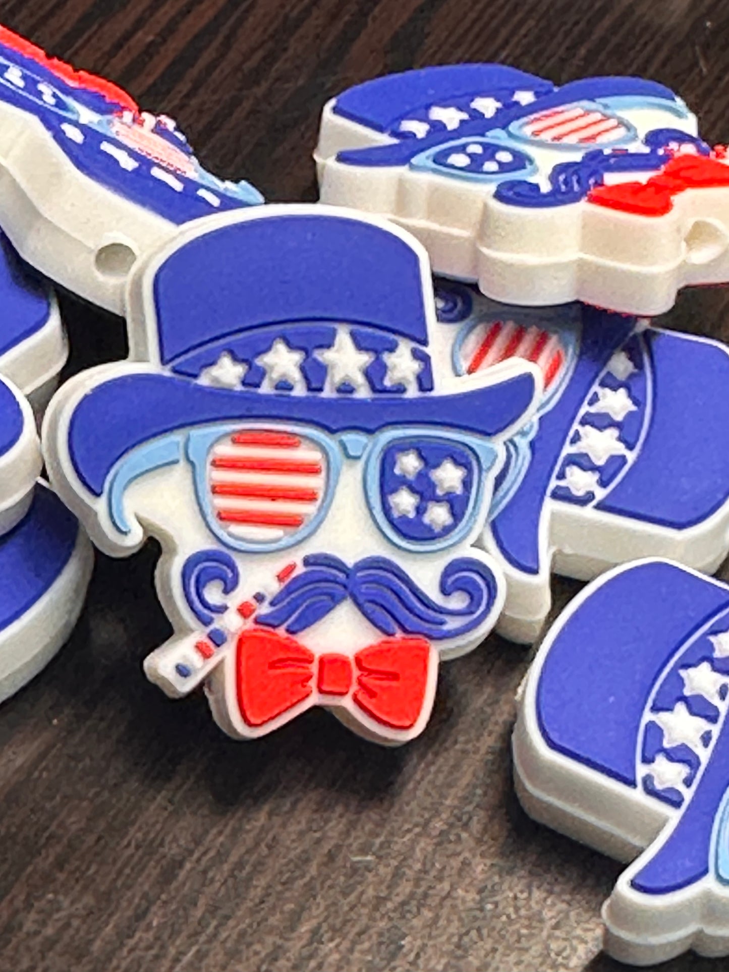 Patriotic man/ Focal Bead/ holiday / beadable pen/ Silicone bead/ keychain bead/ uncle sam