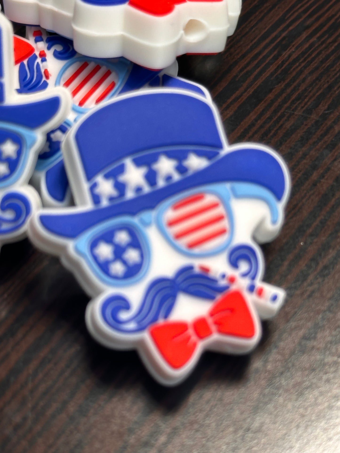 Patriotic man/ Focal Bead/ holiday / beadable pen/ Silicone bead/ keychain bead/ uncle sam