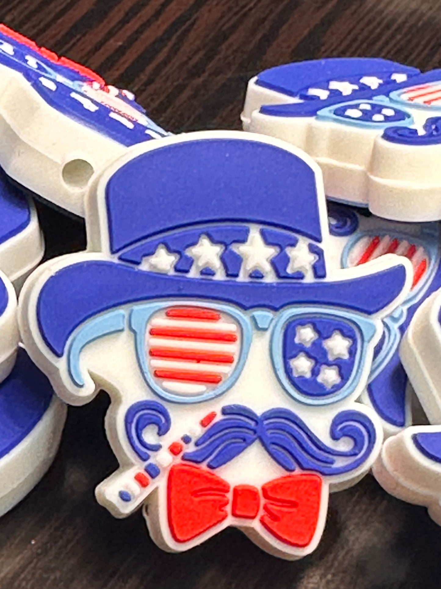 Patriotic man/ Focal Bead/ holiday / beadable pen/ Silicone bead/ keychain bead/ uncle sam