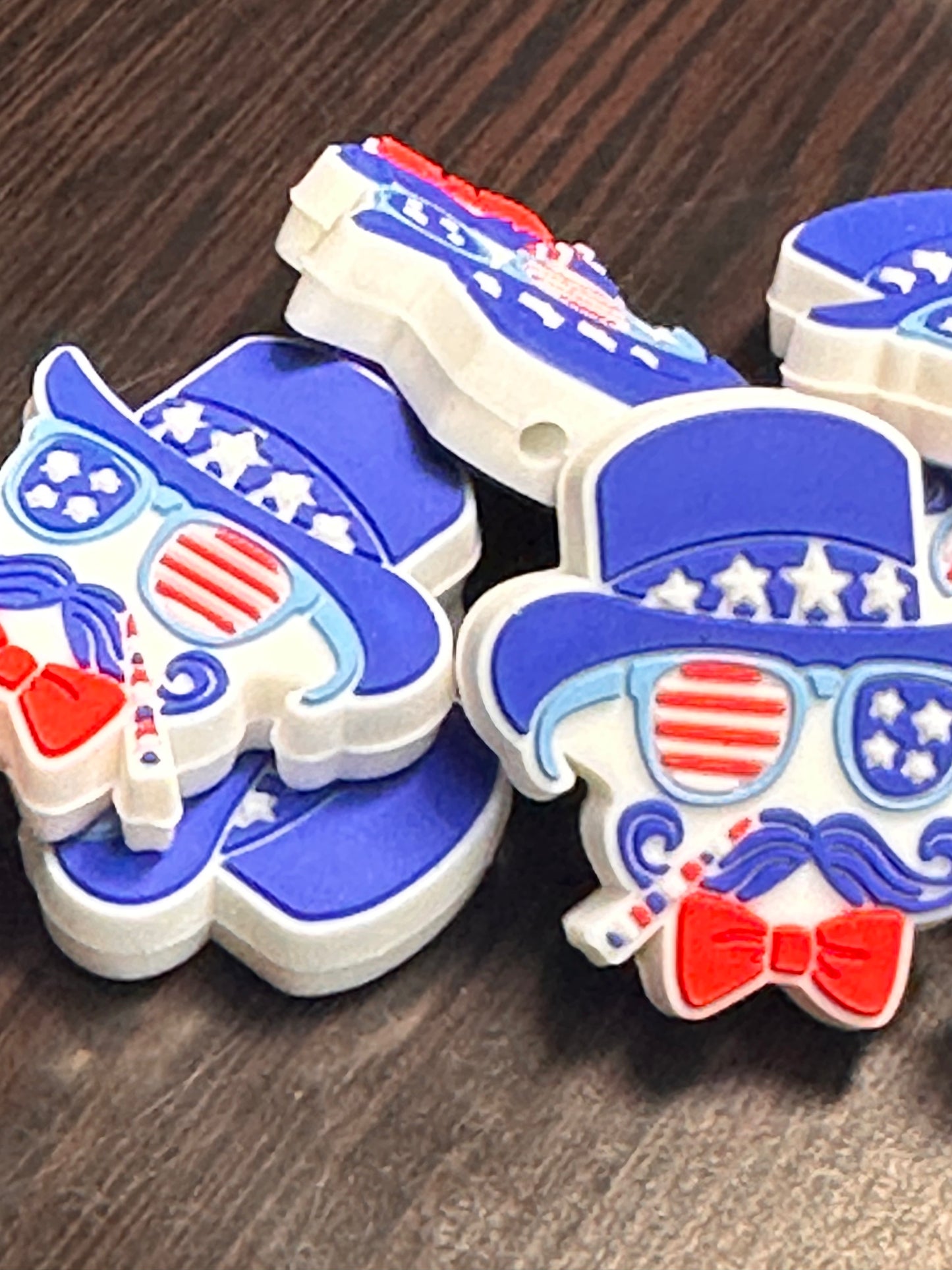 Patriotic man/ Focal Bead/ holiday / beadable pen/ Silicone bead/ keychain bead/ uncle sam