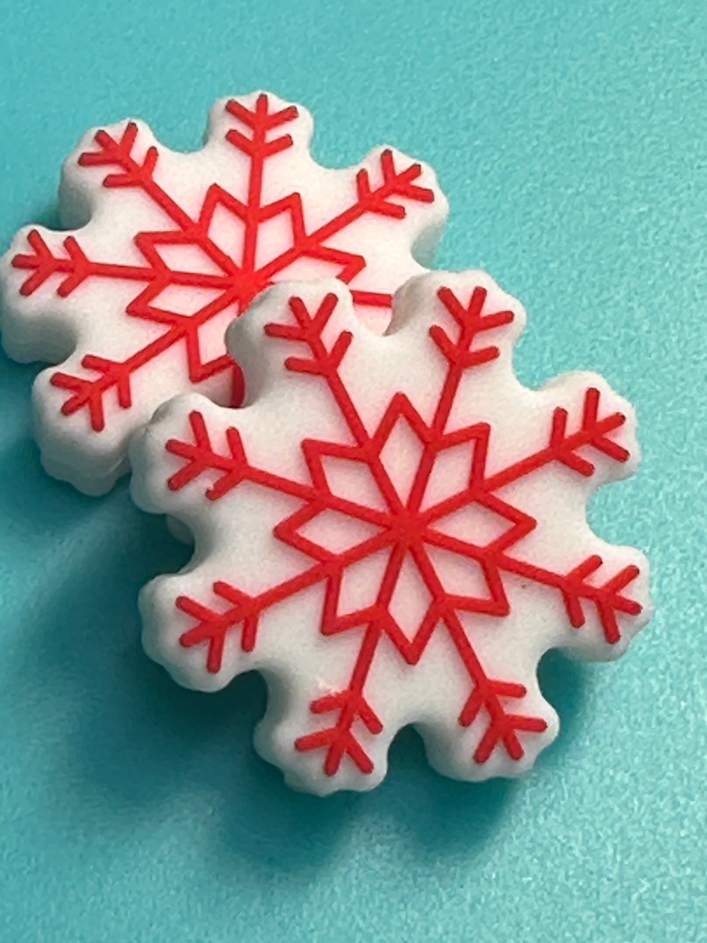 Red and white snowflake/ Focal Bead/ beadable pen/ Silicone bead/ keychain bead/