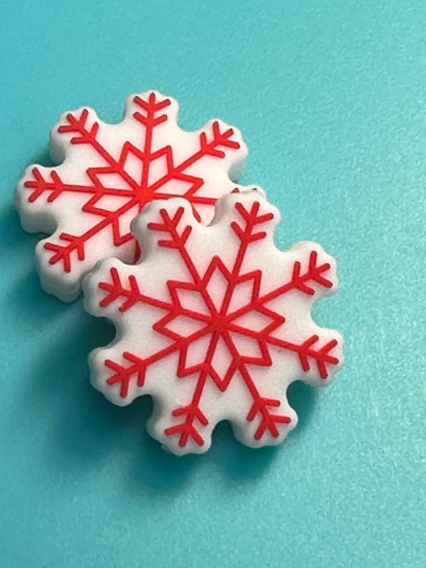 Red and white snowflake/ Focal Bead/ beadable pen/ Silicone bead/ keychain bead/