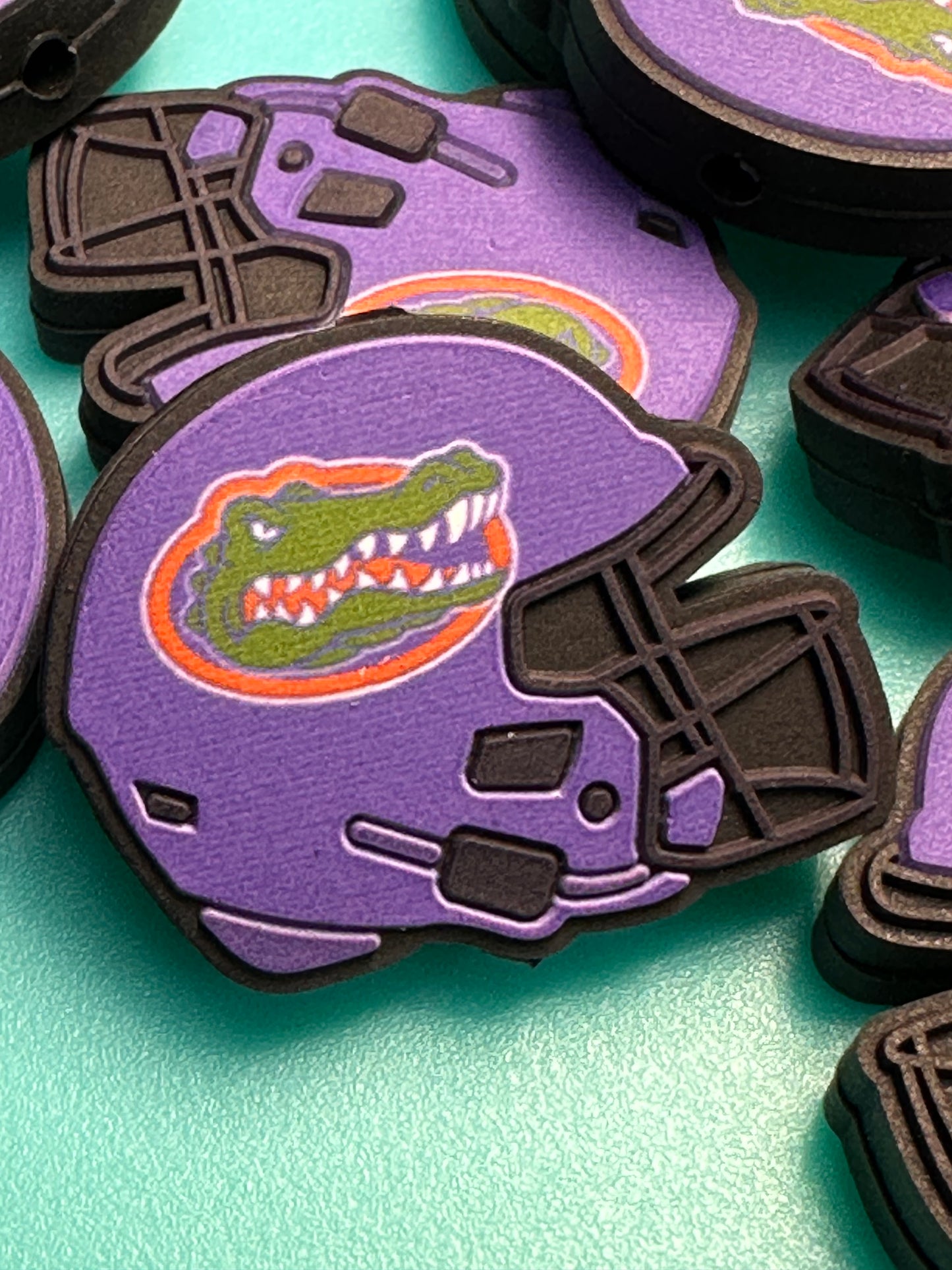 Florida Gators focal beads/ Focal Bead/ beadable pen/ Silicone bead/ keychain bead / Football/ helmet/