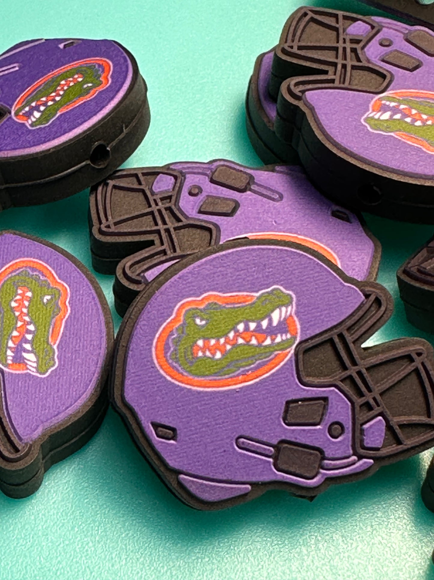 Florida Gators focal beads/ Focal Bead/ beadable pen/ Silicone bead/ keychain bead / Football/ helmet/