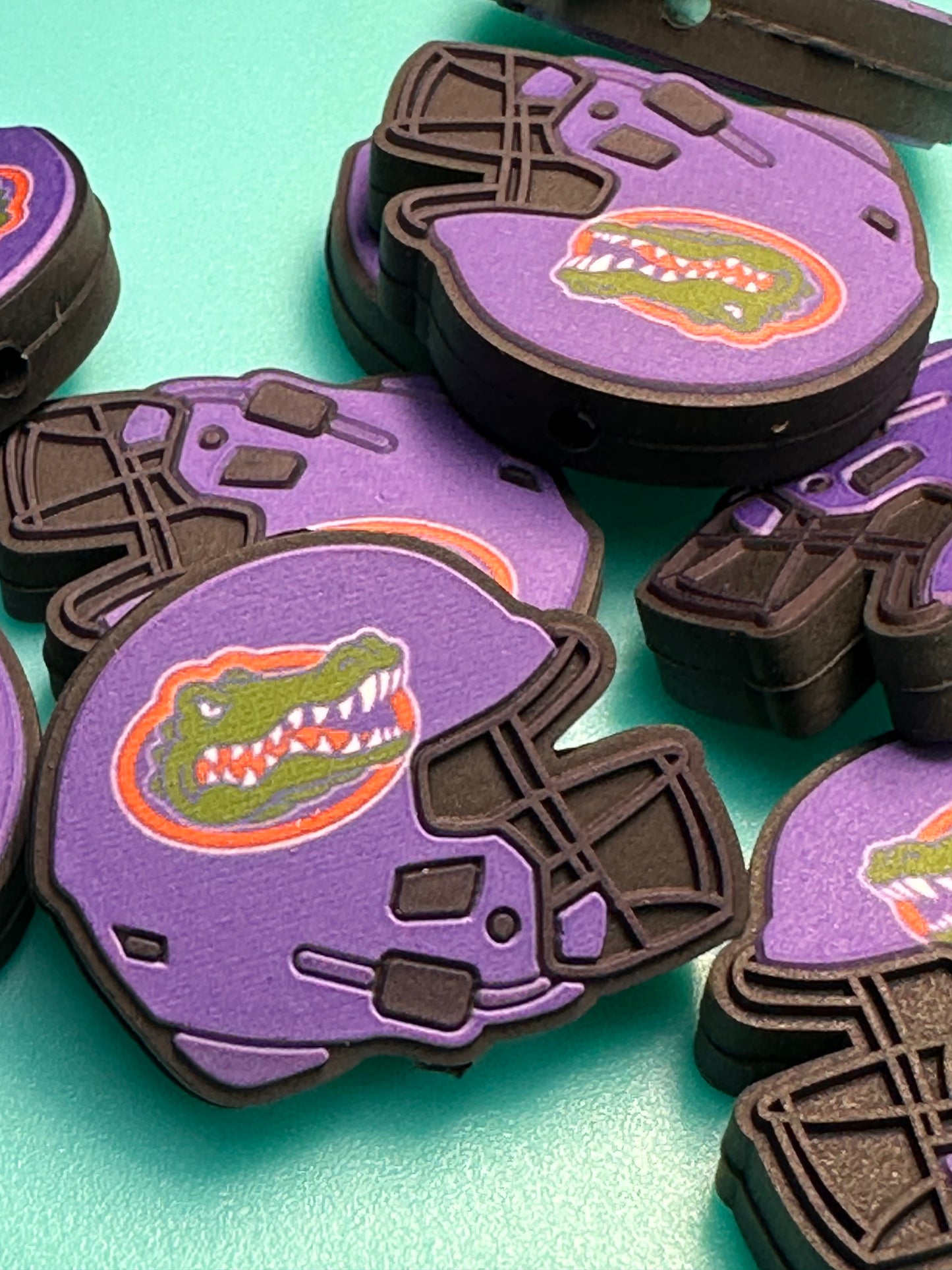 Florida Gators focal beads/ Focal Bead/ beadable pen/ Silicone bead/ keychain bead / Football/ helmet/