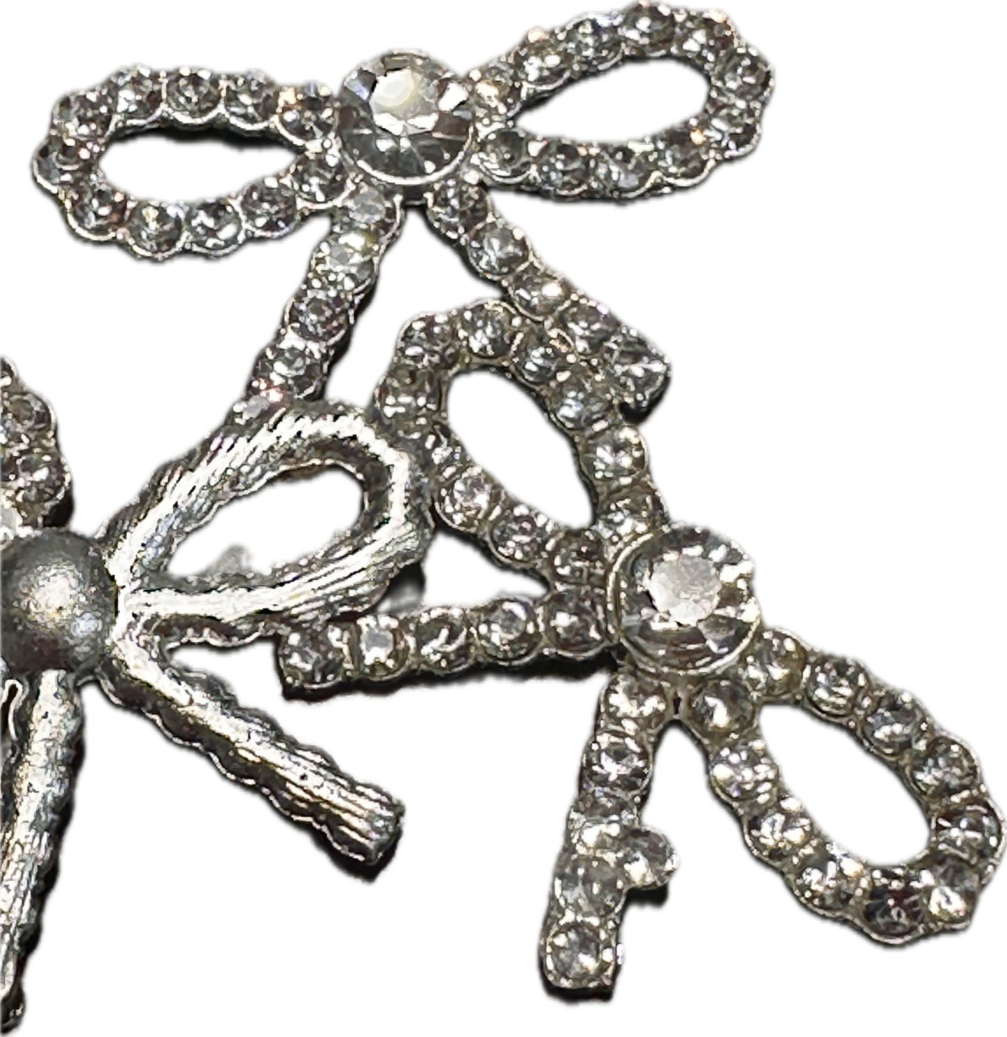 Flatback Rhinestone Bow Charms – Must Be Glued On, Sparkly Silver Embellishments