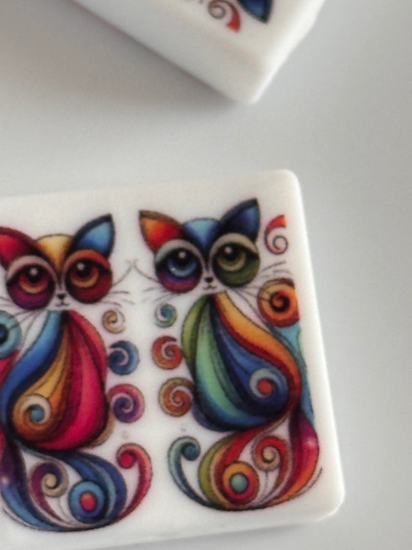 Colorful Cat Focal Bead/ beadable pen/ Silicone bead/ animal/ keychain bead/ kitty/ abstract art