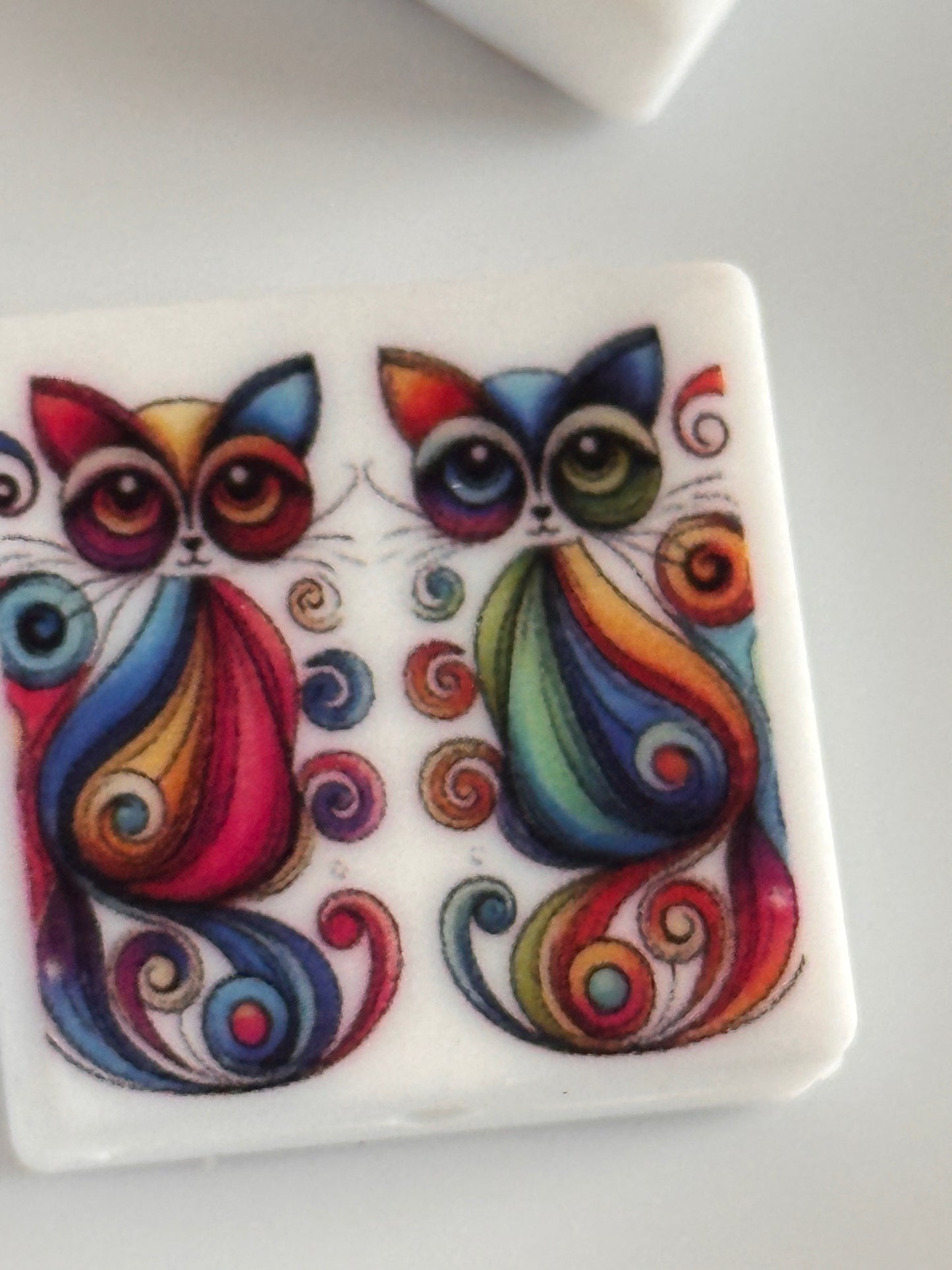 Colorful Cat Focal Bead/ beadable pen/ Silicone bead/ animal/ keychain bead/ kitty/ abstract art