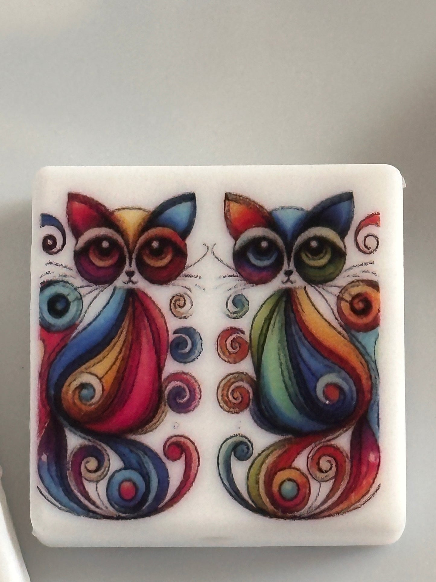 Colorful Cat Focal Bead/ beadable pen/ Silicone bead/ animal/ keychain bead/ kitty/ abstract art