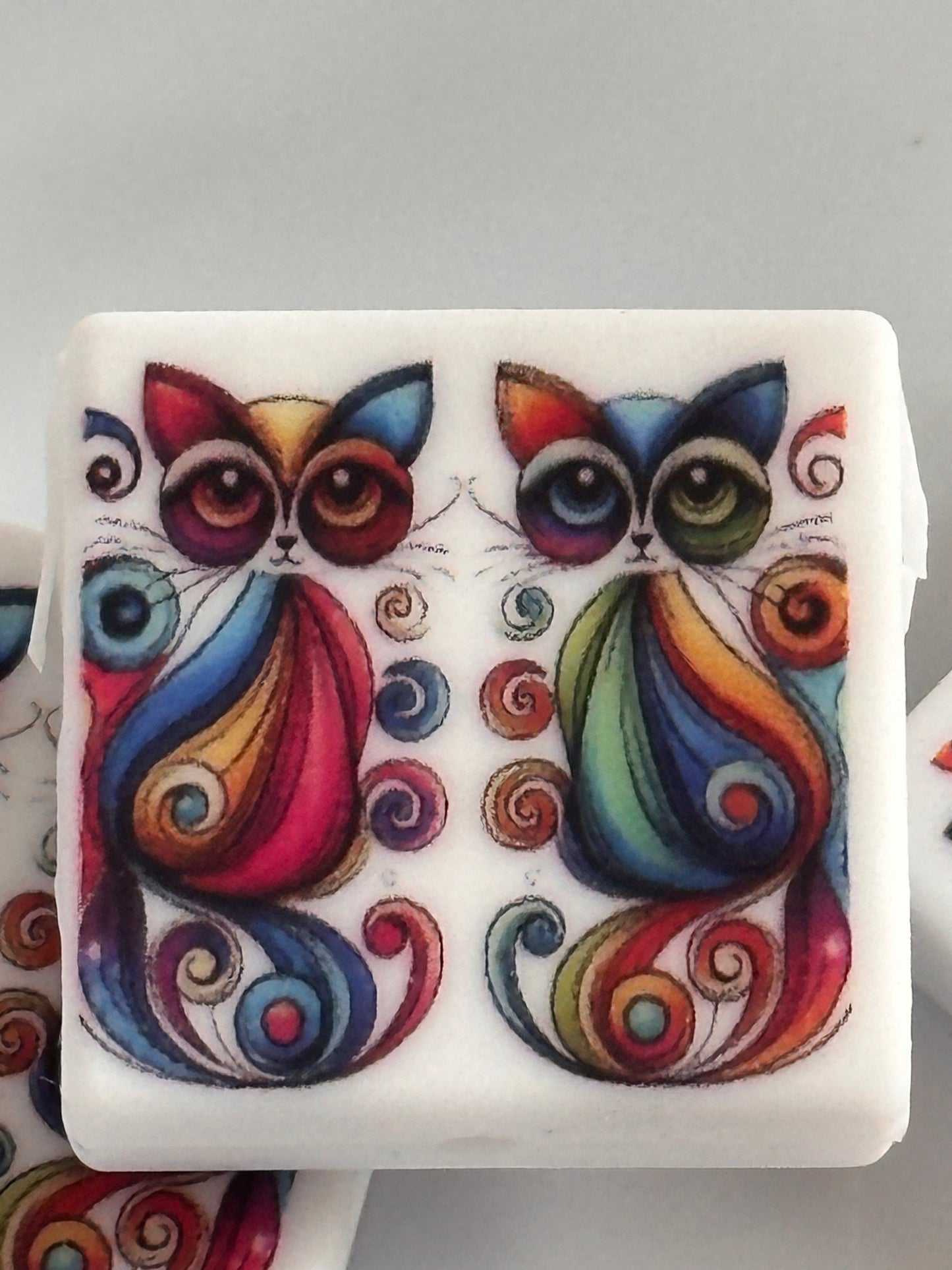 Colorful Cat Focal Bead/ beadable pen/ Silicone bead/ animal/ keychain bead/ kitty/ abstract art