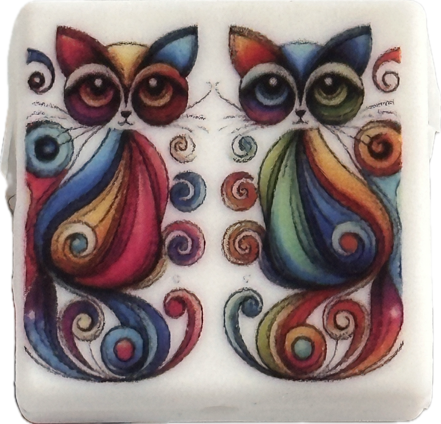 Colorful Cat Focal Bead/ beadable pen/ Silicone bead/ animal/ keychain bead/ kitty/ abstract art