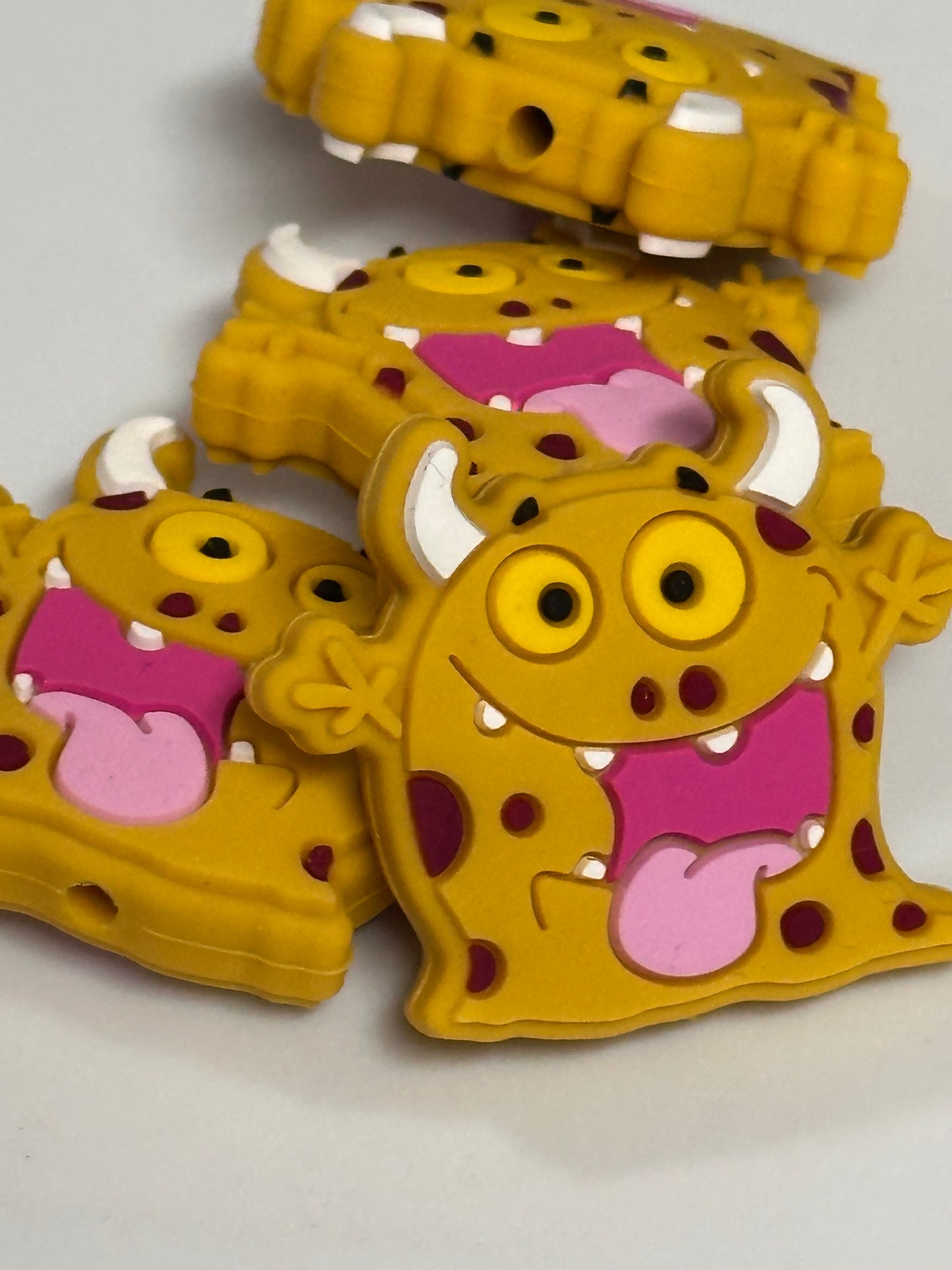 Yellow monster beads /Focal Bead/ beadable pen/ Silicone bead/ keychain beads/tongue out