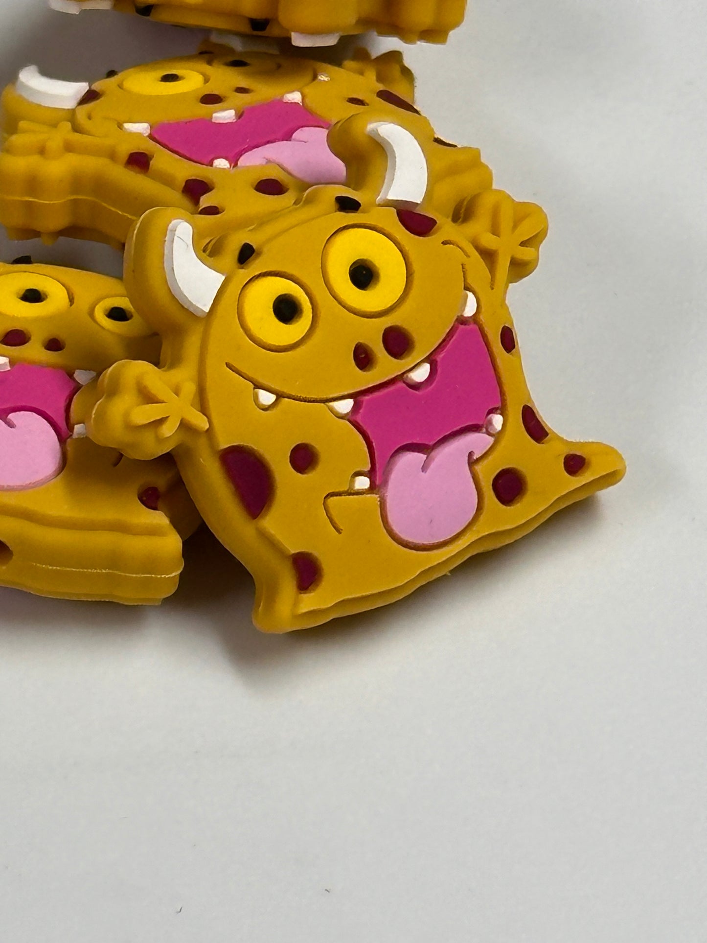 Yellow monster beads /Focal Bead/ beadable pen/ Silicone bead/ keychain beads/tongue out