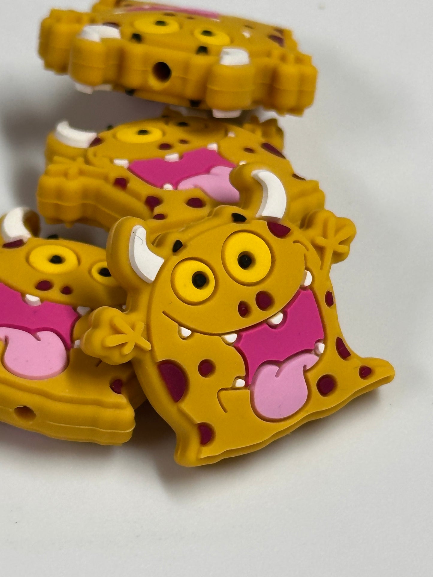 Yellow monster beads /Focal Bead/ beadable pen/ Silicone bead/ keychain beads/tongue out