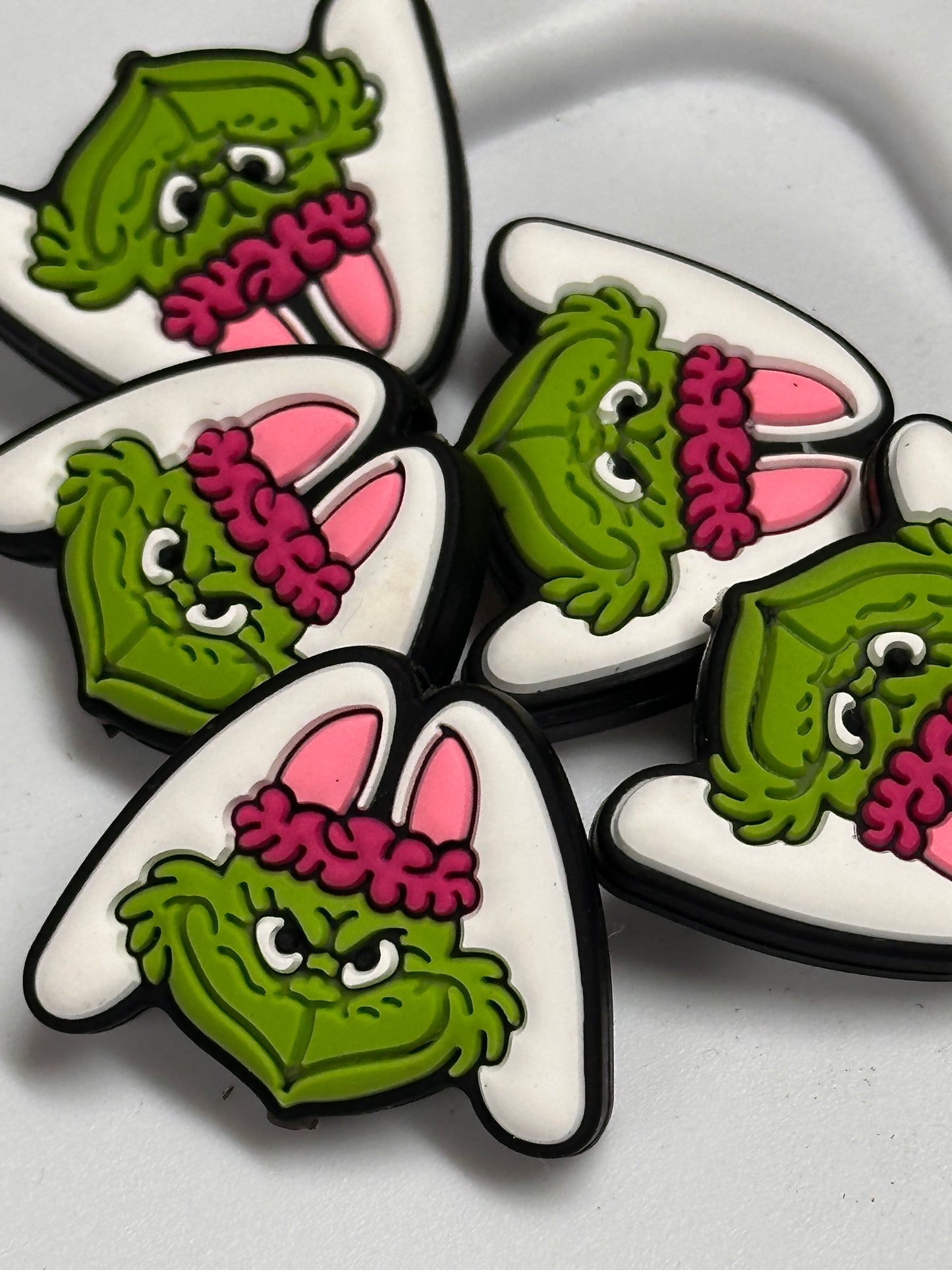 Green guy with Easter bunny ears / Focal Bead/ beadable pen/ Silicone bead/ keychain bead/ pumpkin/ fall / Halloween/dark green