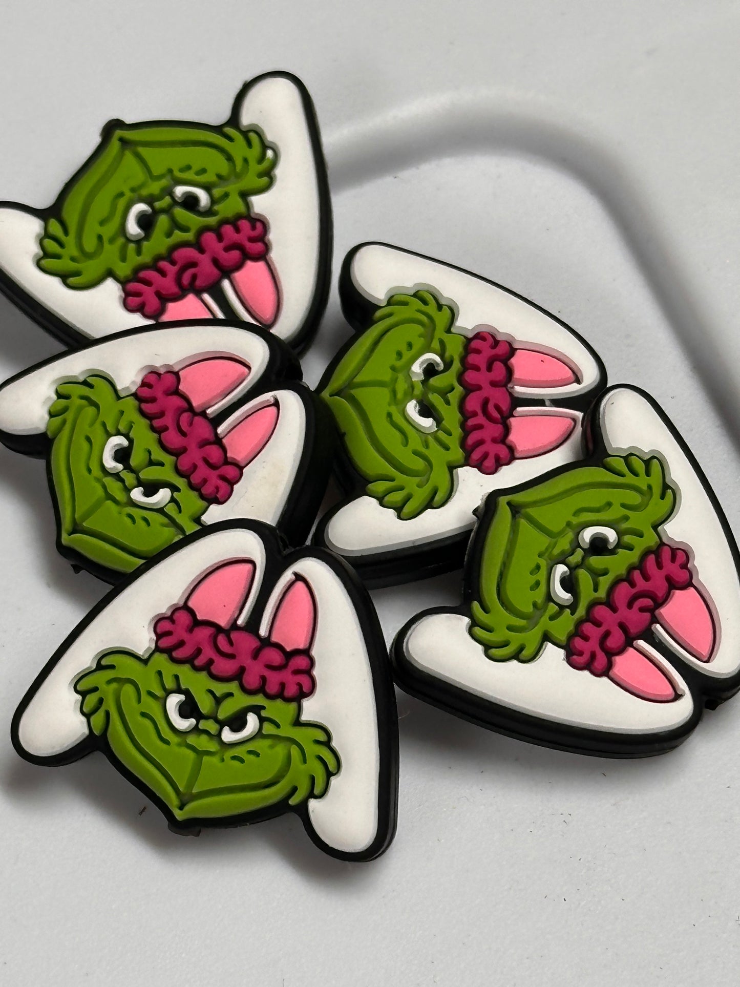 Green guy with Easter bunny ears / Focal Bead/ beadable pen/ Silicone bead/ keychain bead/ pumpkin/ fall / Halloween/dark green