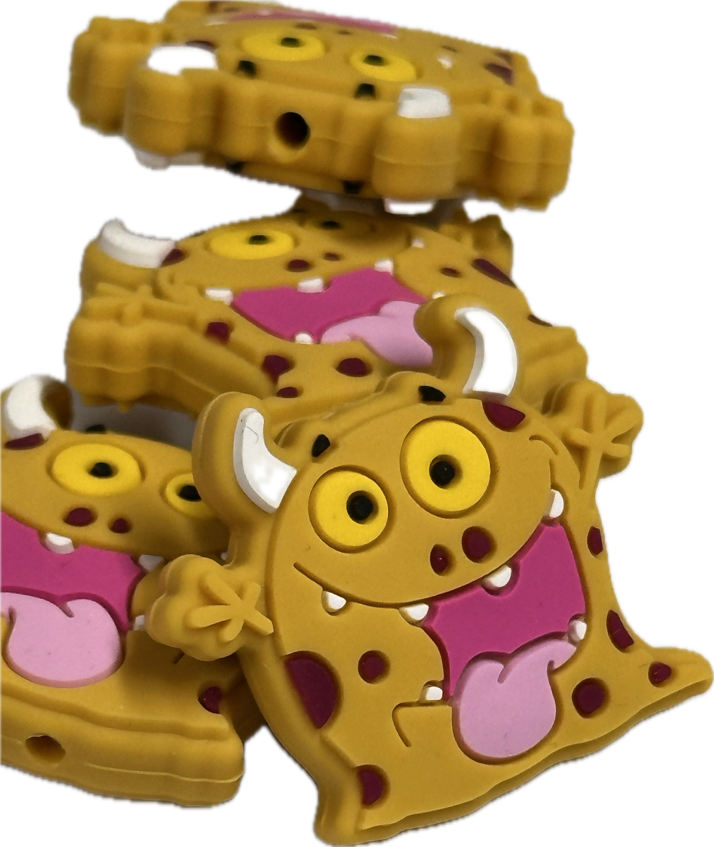 Yellow monster beads /Focal Bead/ beadable pen/ Silicone bead/ keychain beads/tongue out