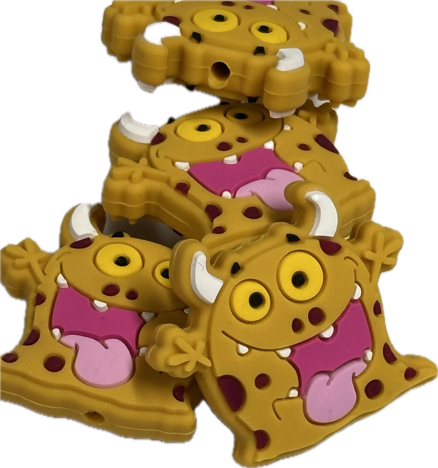 Yellow monster beads /Focal Bead/ beadable pen/ Silicone bead/ keychain beads/tongue out