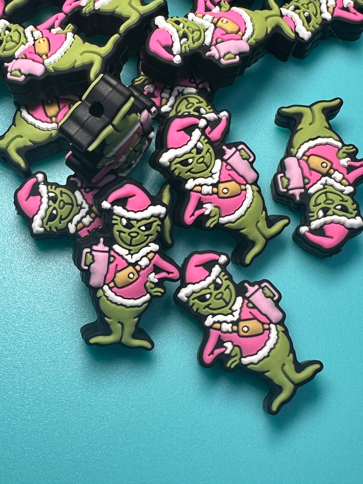 Christmas/ Focal Bead/ beadable pen/ Silicone bead/ keychain bead/green guy/