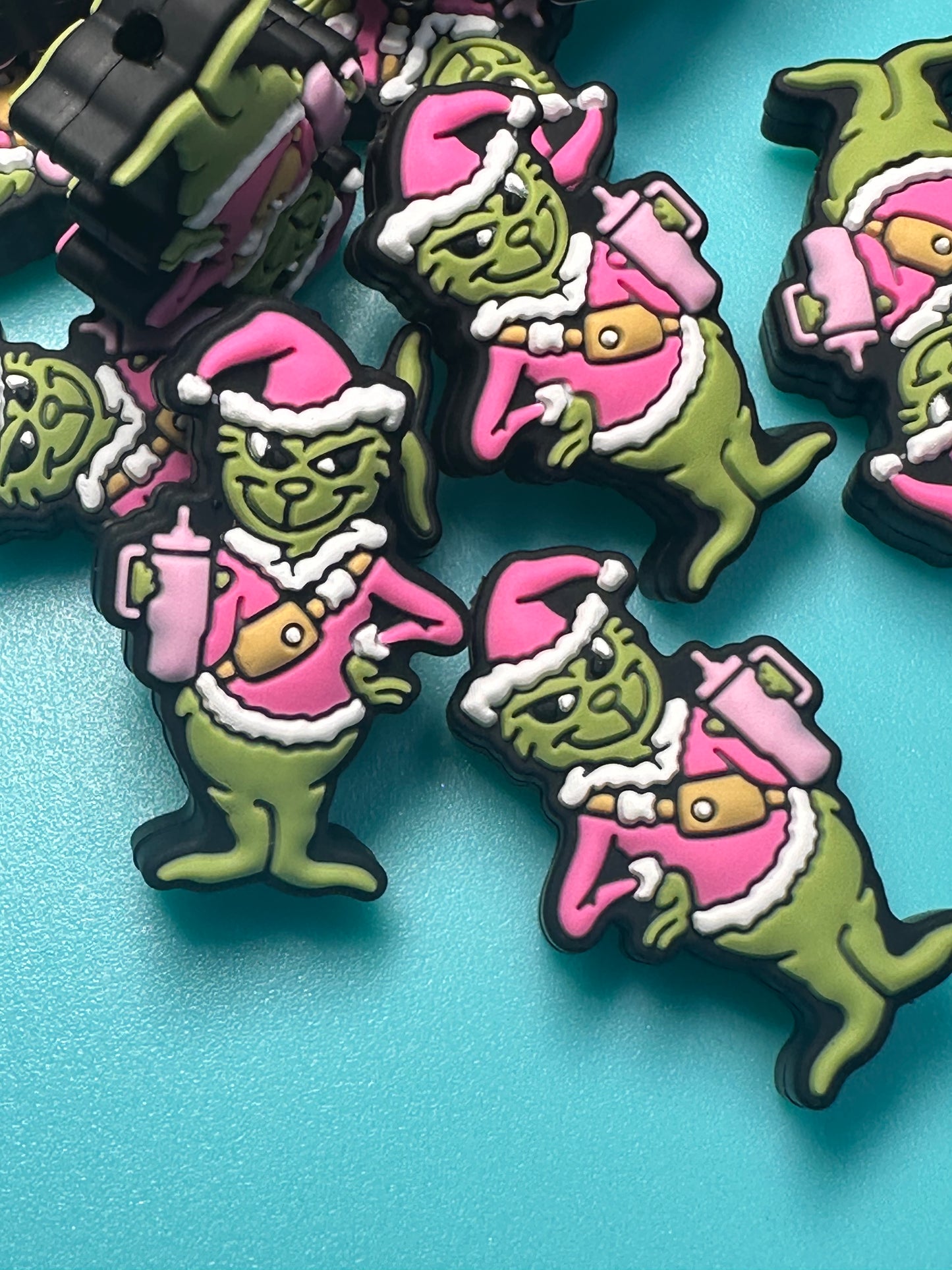 Christmas/ Focal Bead/ beadable pen/ Silicone bead/ keychain bead/green guy/