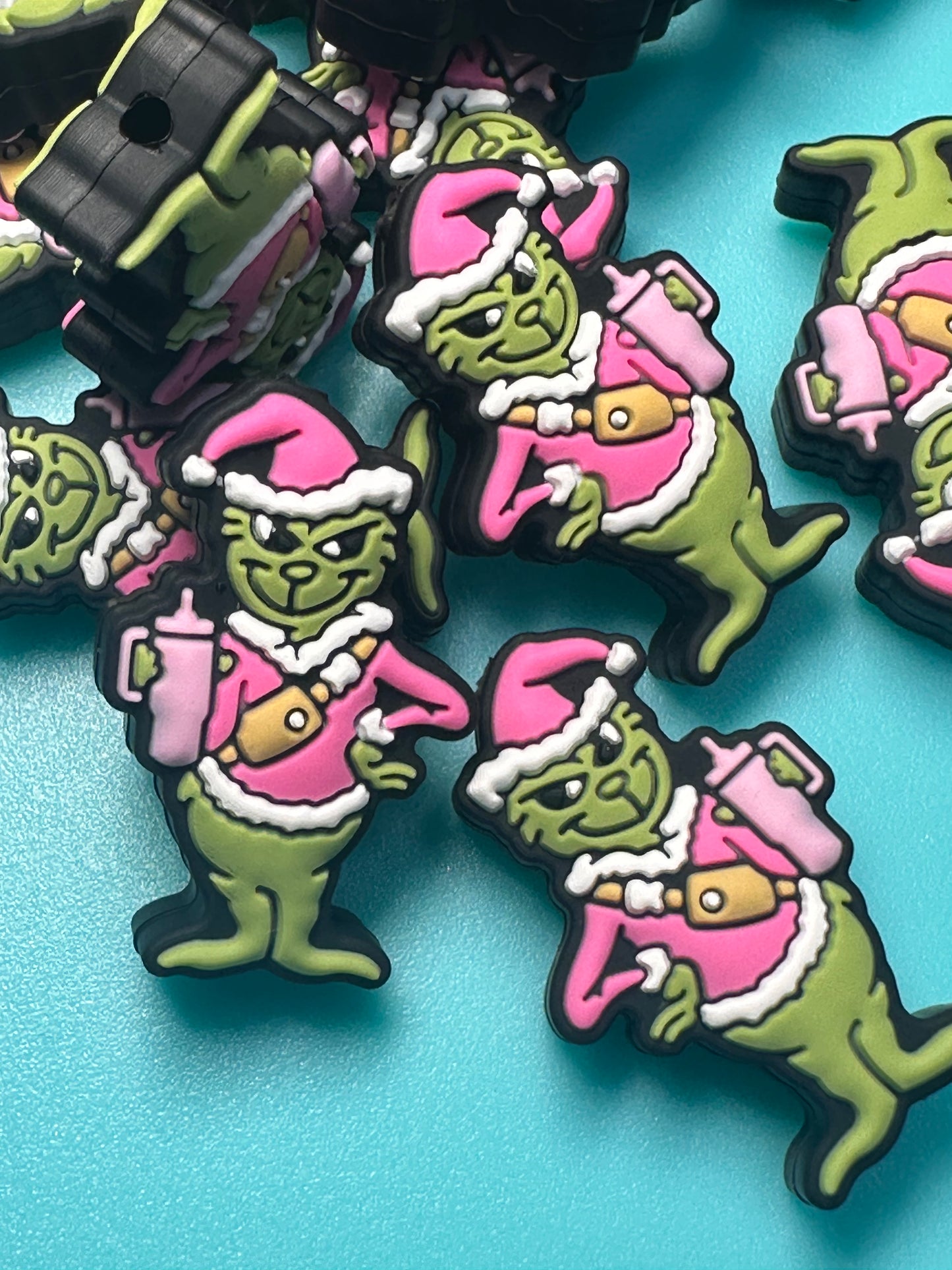 Christmas/ Focal Bead/ beadable pen/ Silicone bead/ keychain bead/green guy/