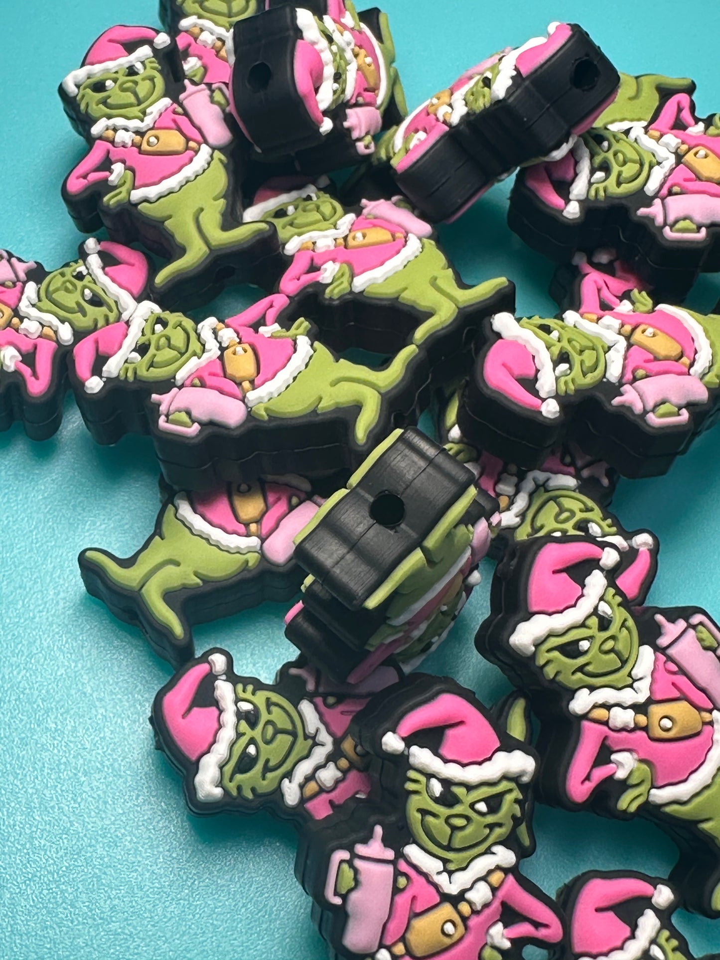 Christmas/ Focal Bead/ beadable pen/ Silicone bead/ keychain bead/green guy/