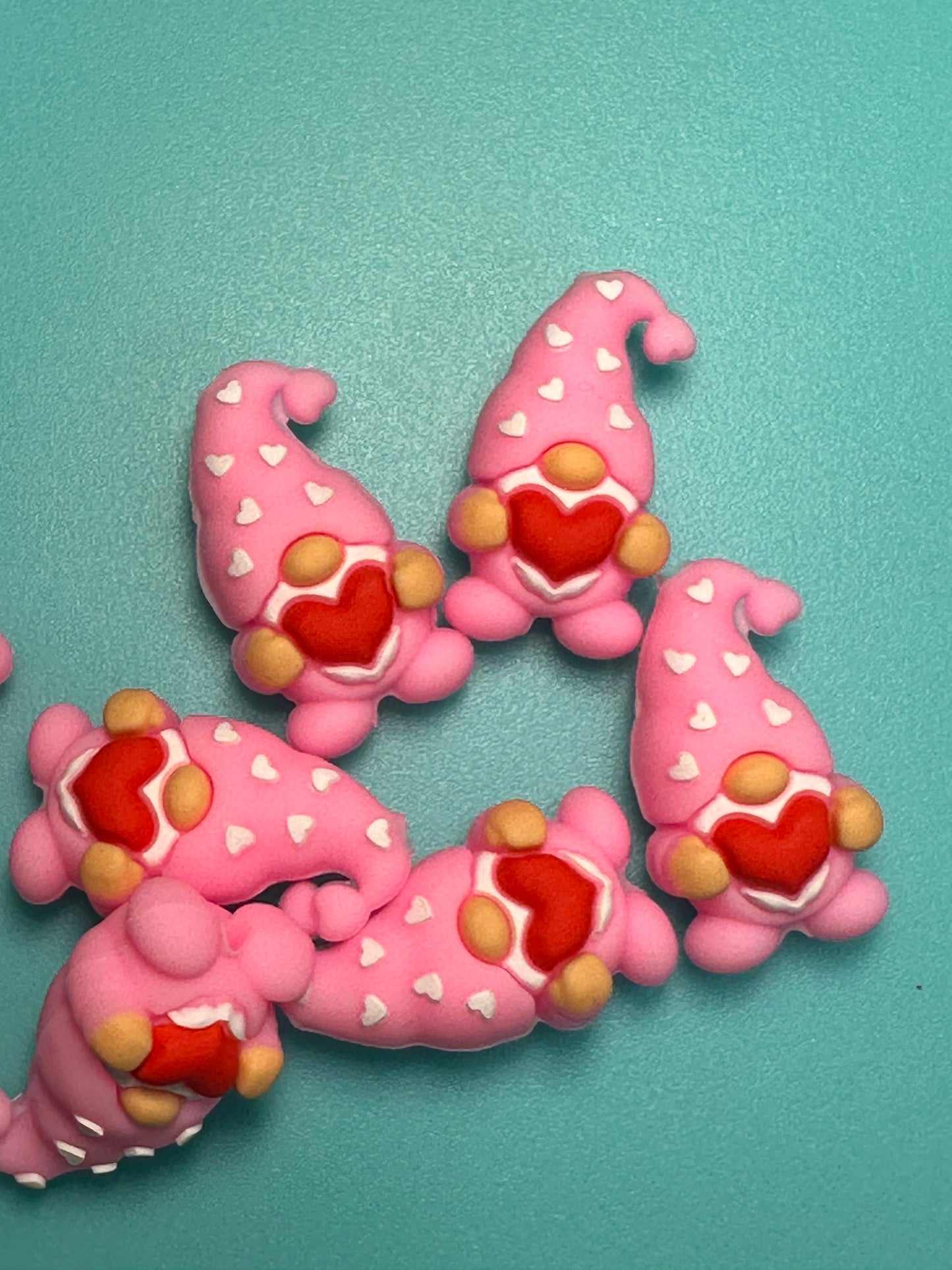 3D Gnome focal bead/ pink gnome with heart/ love/ Valentines Day
