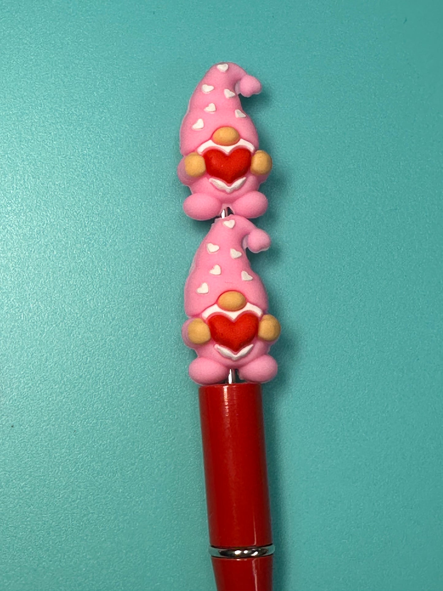 3D Gnome focal bead/ pink gnome with heart/ love/ Valentines Day