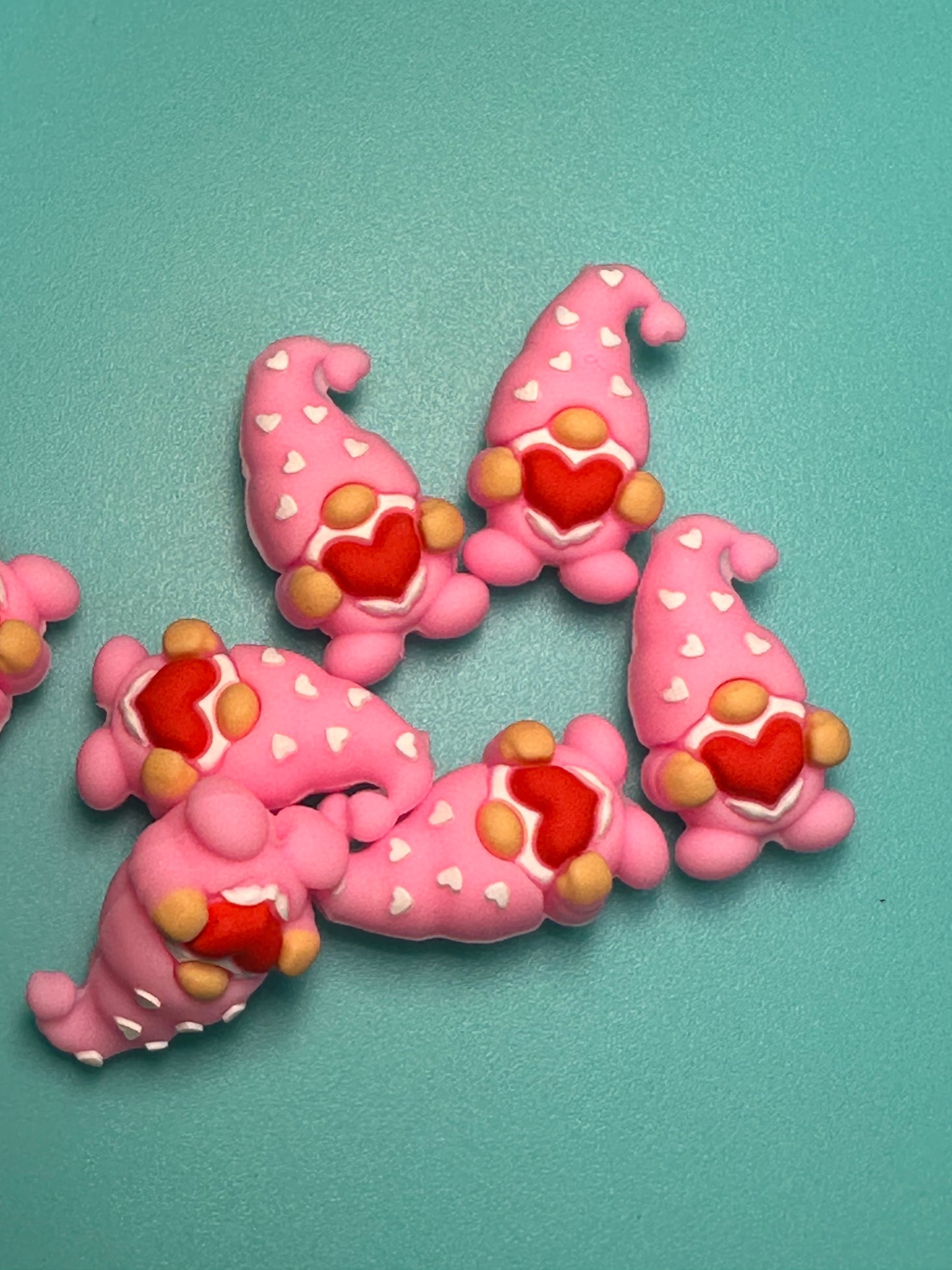 3D Gnome focal bead/ pink gnome with heart/ love/ Valentines Day