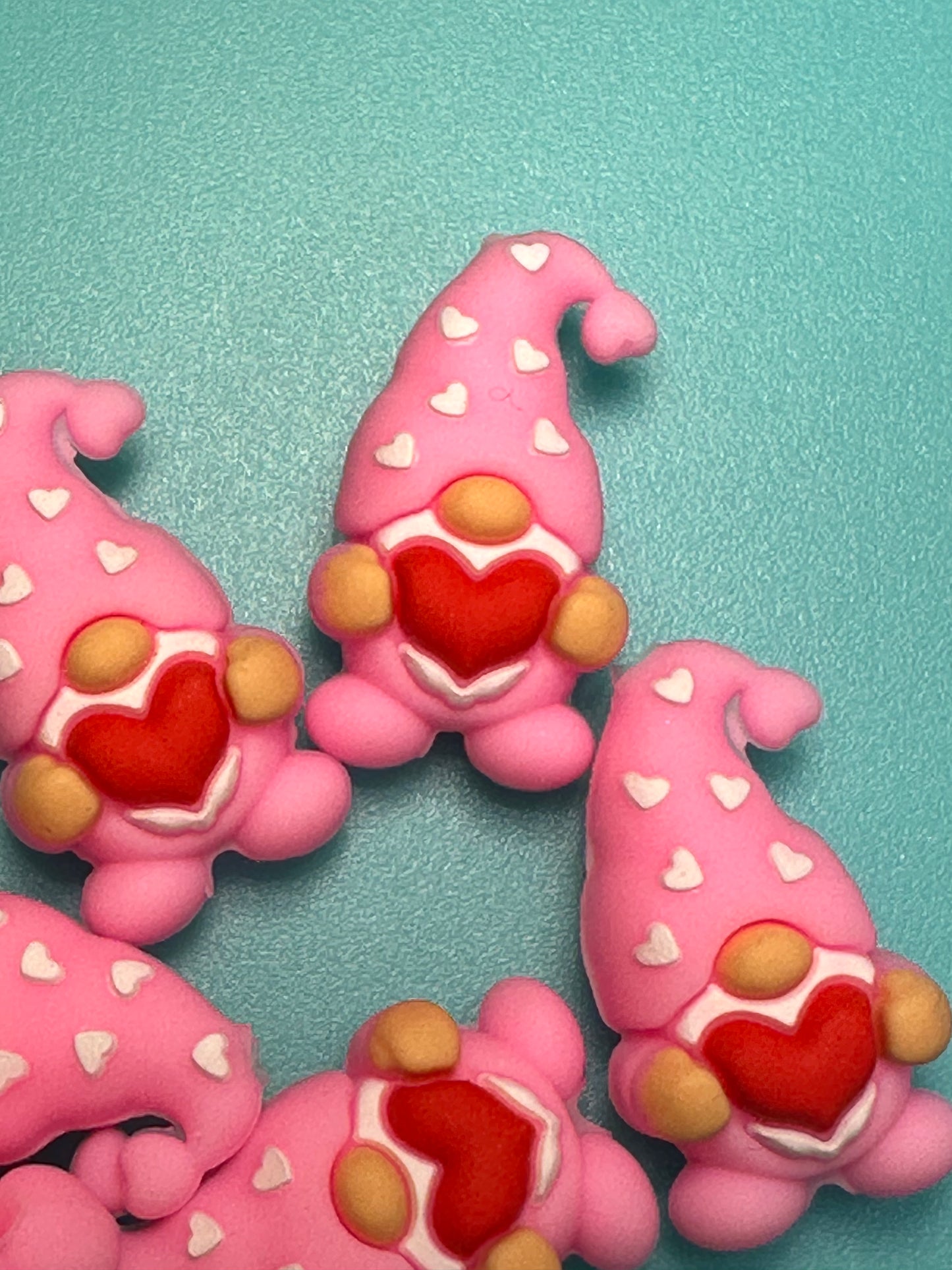 3D Gnome focal bead/ pink gnome with heart/ love/ Valentines Day