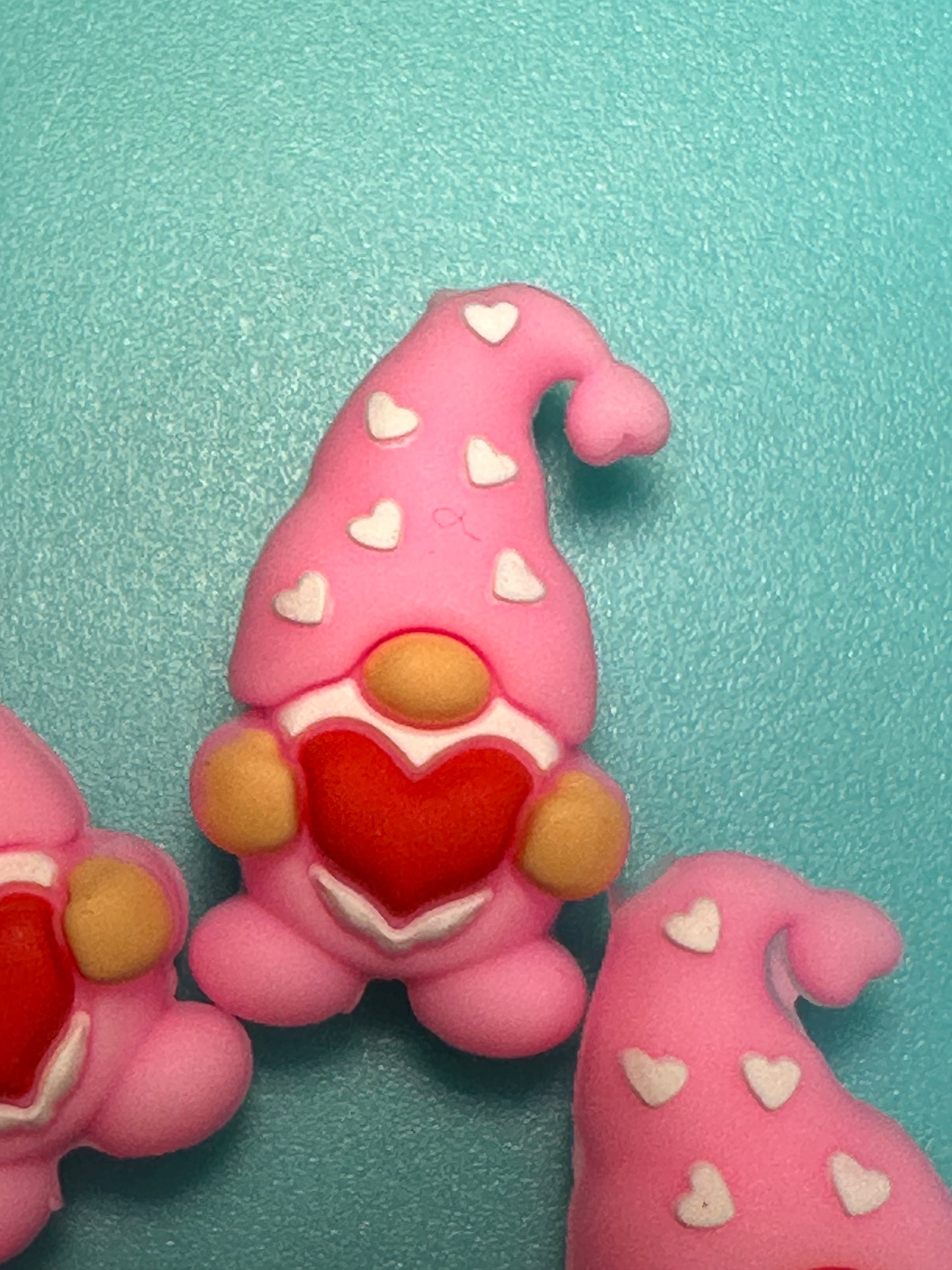 3D Gnome focal bead/ pink gnome with heart/ love/ Valentines Day