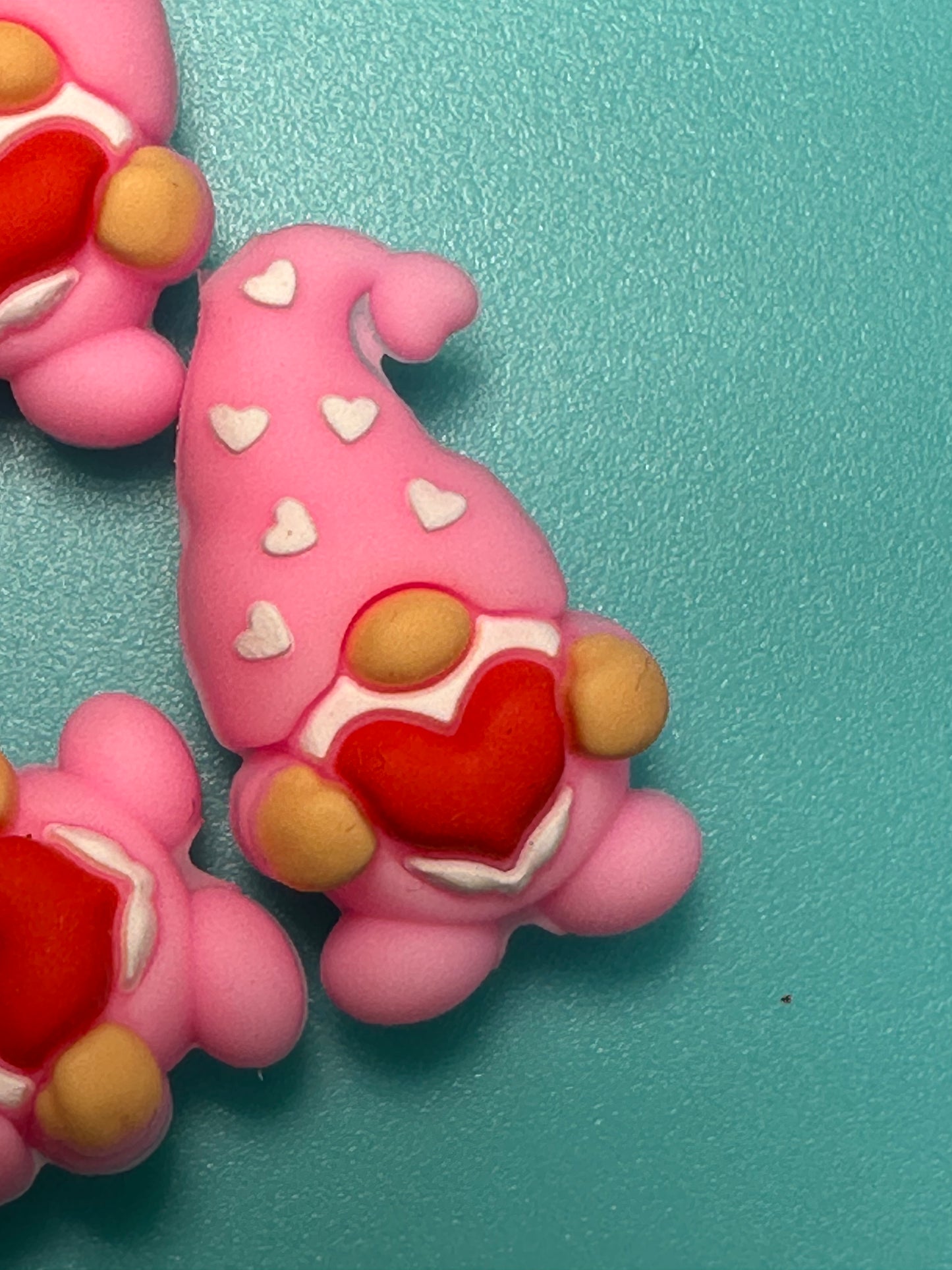 3D Gnome focal bead/ pink gnome with heart/ love/ Valentines Day