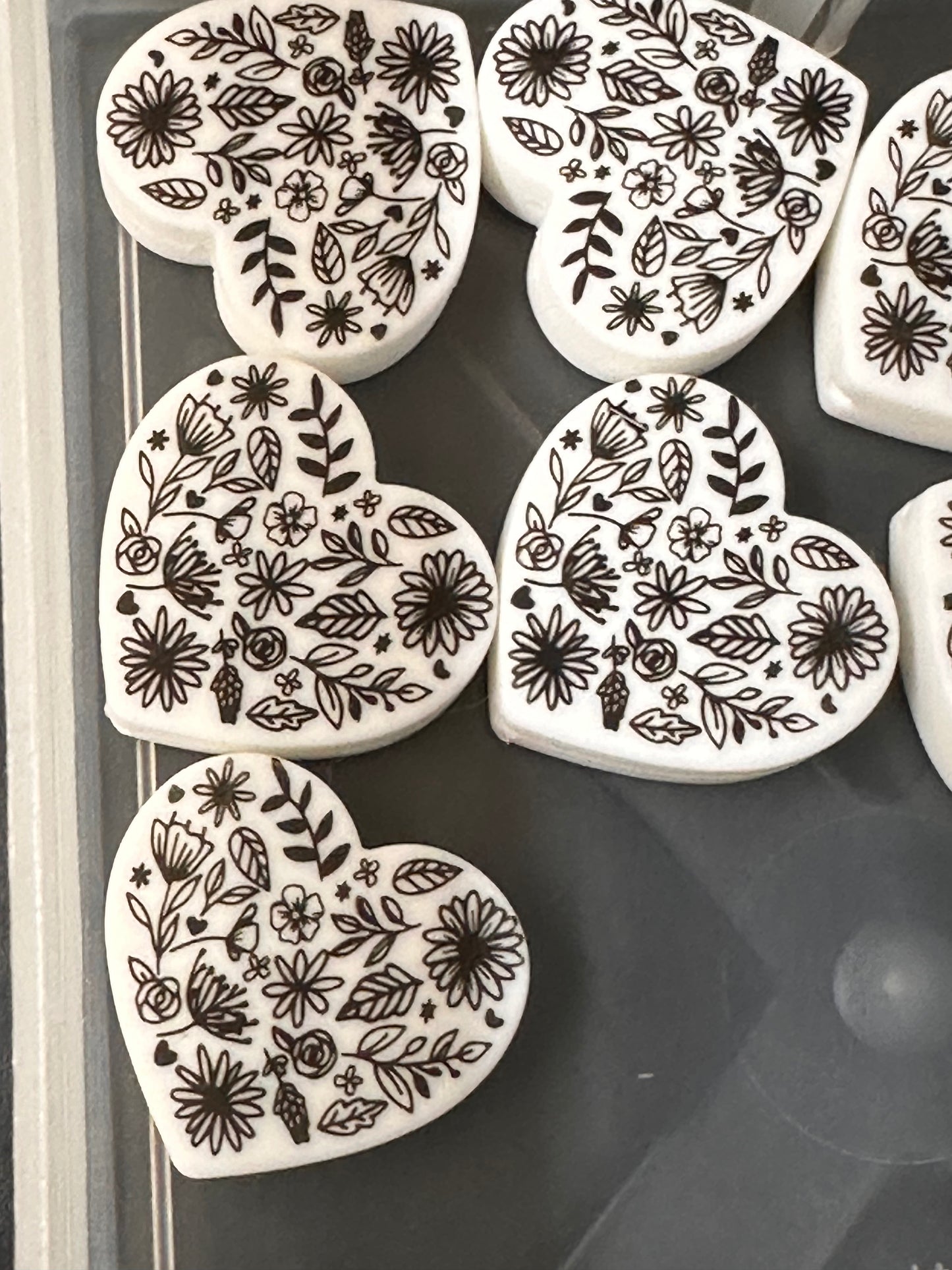 Floral Hearts Focal Bead /flowers bead/ heart shaped focal